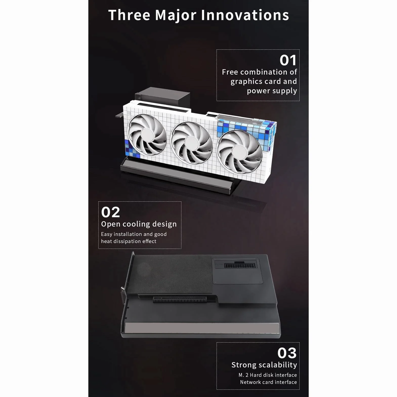 Alomejor Stacja Dokująca Zewnętrznej Obudowy GPU ze Stopu Aluminium Szybki Transfer Danych do Konsol do Gier - do NUC, Laptopów