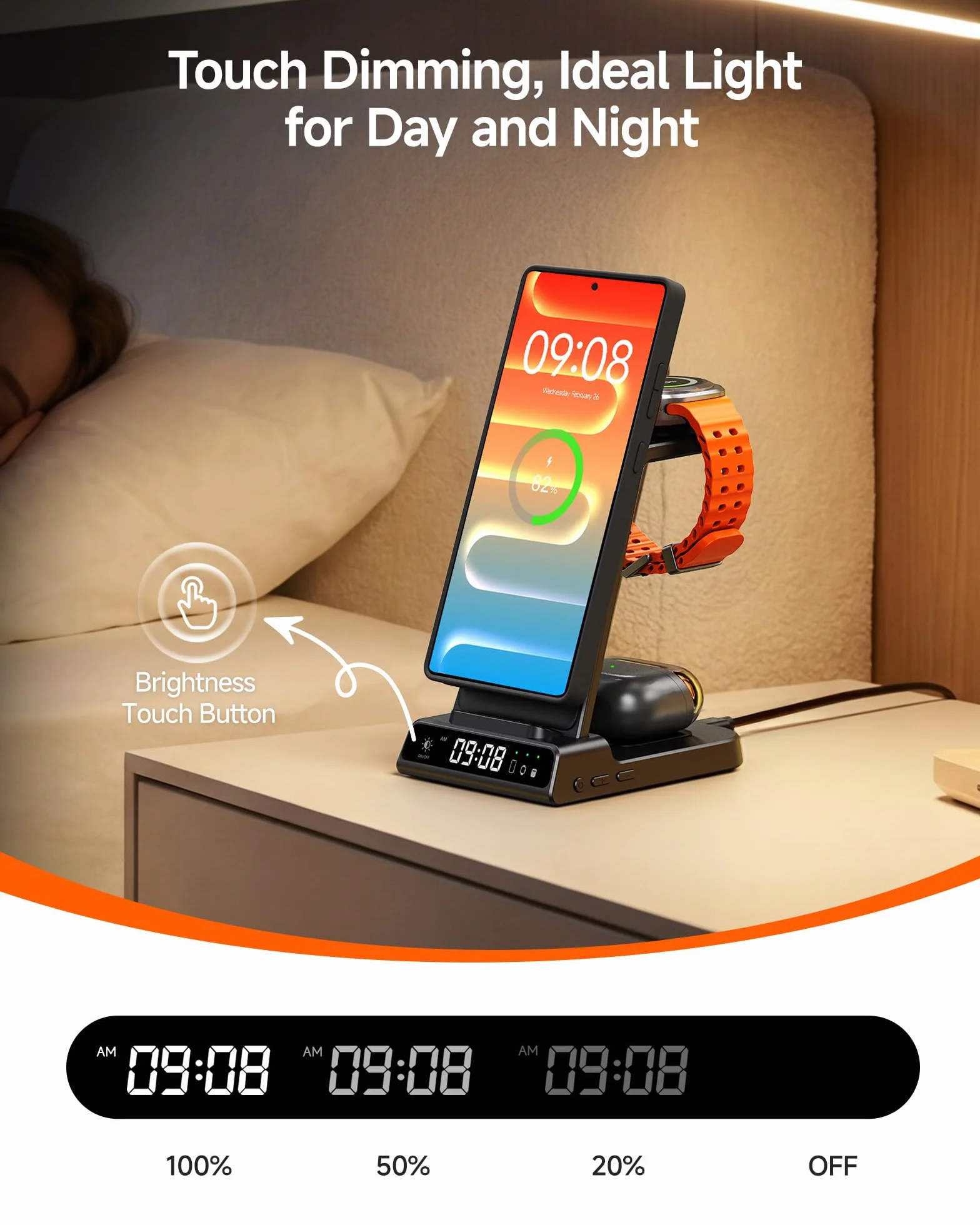 Magnetyczna ładowarka 3 w 1 do Samsung, bezprzewodowa stacja ładująca do Galaxy S25/S24/S23/Note 20/Z Flip/Fold (wymaga magnetycznego etui), podstawka ładująca do Galaxy Watch Ultra/8/7/6 i Buds (bez