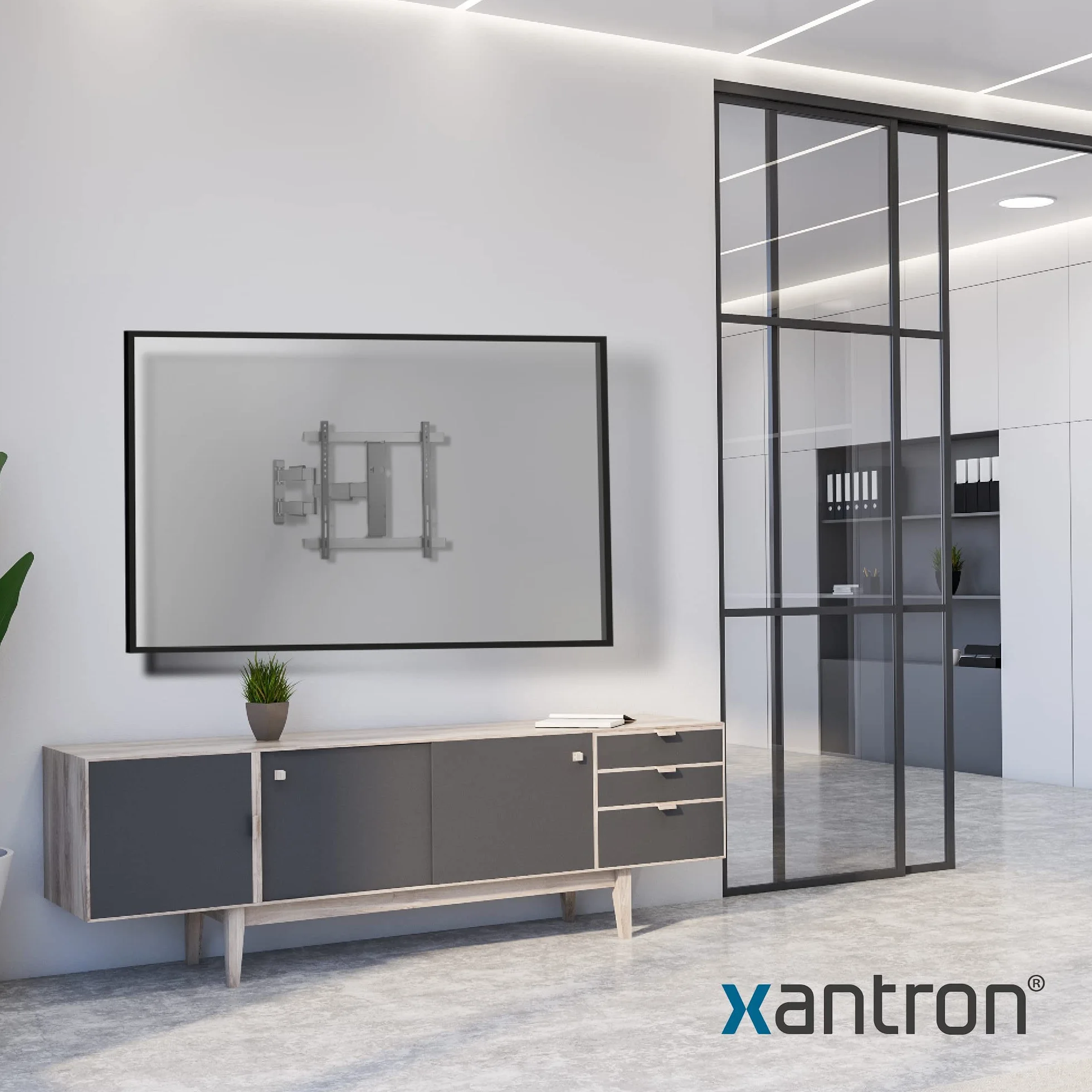 Xantron Uchwyt ścienny do telewizorów ultrapłaski do monitorów 32-60" w pełni ruchomy SLIMLINE-A-466-B