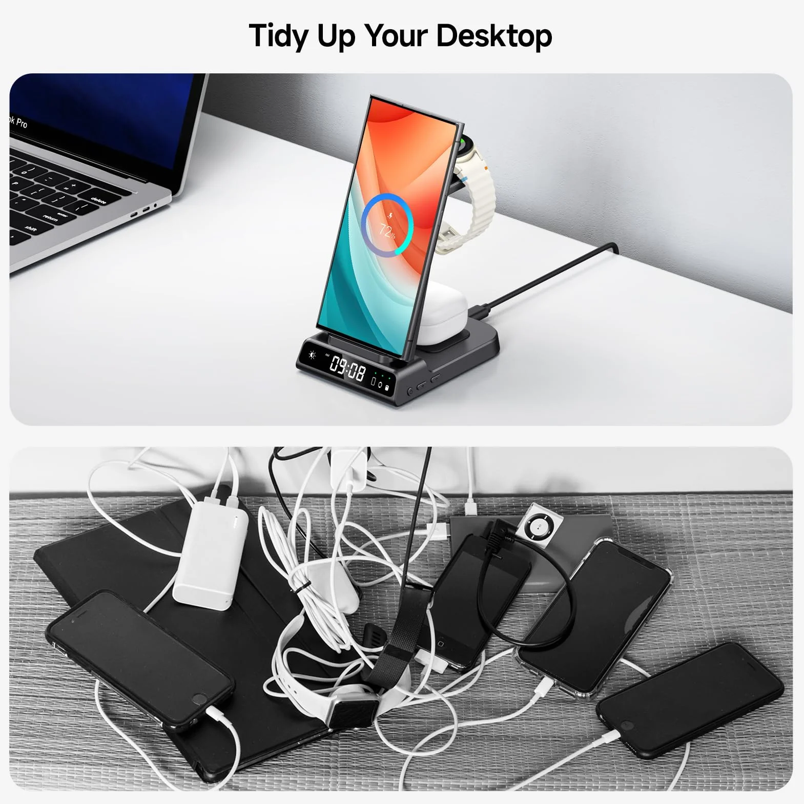 Bezprzewodowa ładowarka do Samsung Galaxy S24 Ultra/Z Flip 5/S23 Ultra/S23+, ładowarka do Galaxy Watch 6/6 Classic/5/4 i Buds 2/Pro