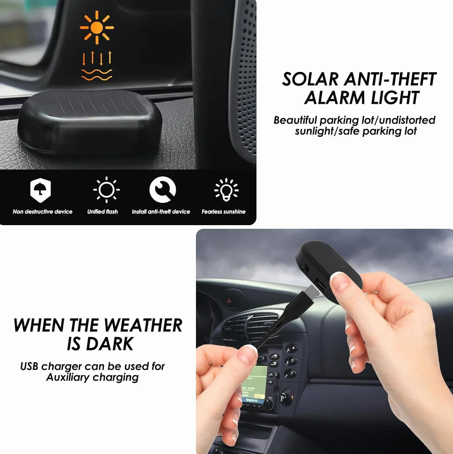System alarmowy do samochodu, lampa migająca antykradzieżowa, alarm Solar Power Dummy, zabezpieczenie przed kradzieżą do systemu bezpieczeństwa samochodu, lampa Dummy antykradzieżowa lampa migająca