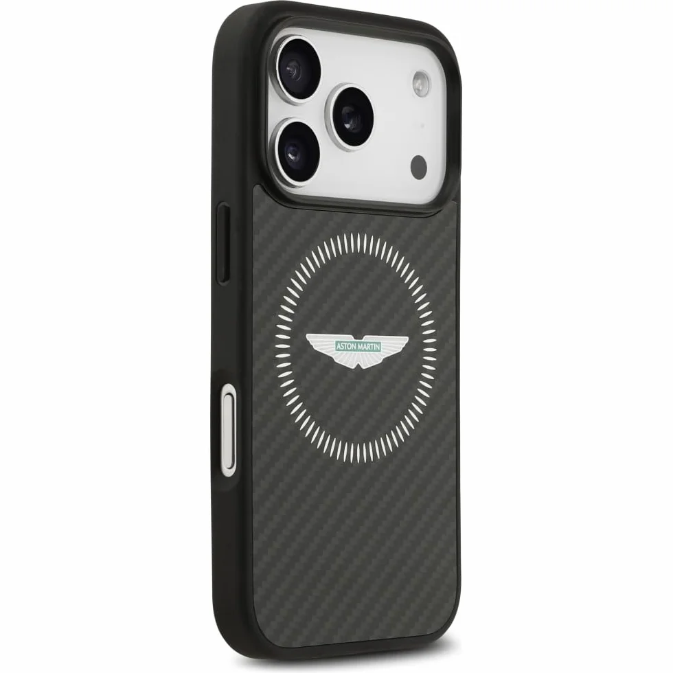 CG MOBILE Aston Martin HC Kevlar design licznika kompatybilny z Mag Safe etui do iPhone 17 Pro (czarne)