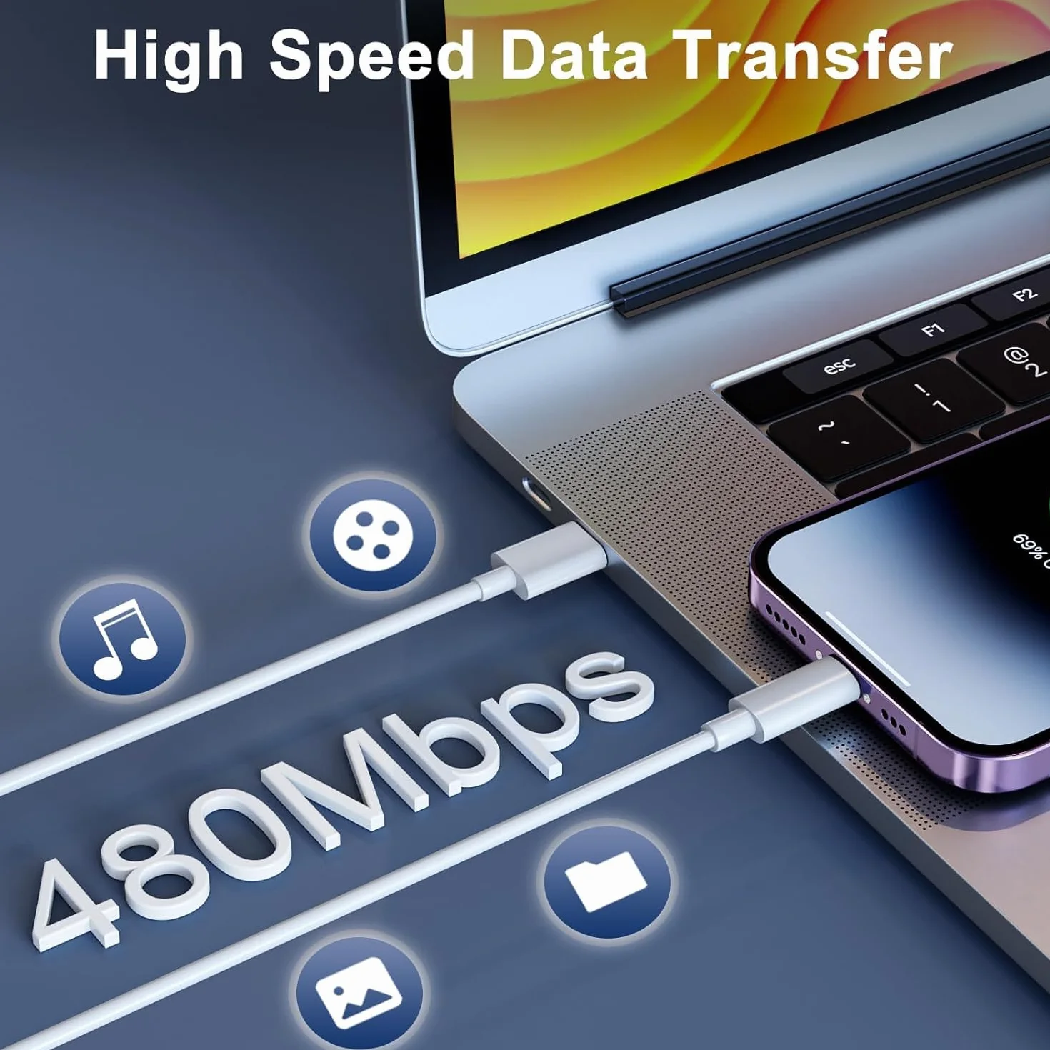 ilikable Zestaw 3 kabli USB C do Lightning 2M iPhone Quick Charge MFi z certyfikatem kabel ładowarka iPhone USB C do iPhone 14 13 12 Pro Max Mini iPhone 11 Pro X XR XS SE 2020 8 Plus
