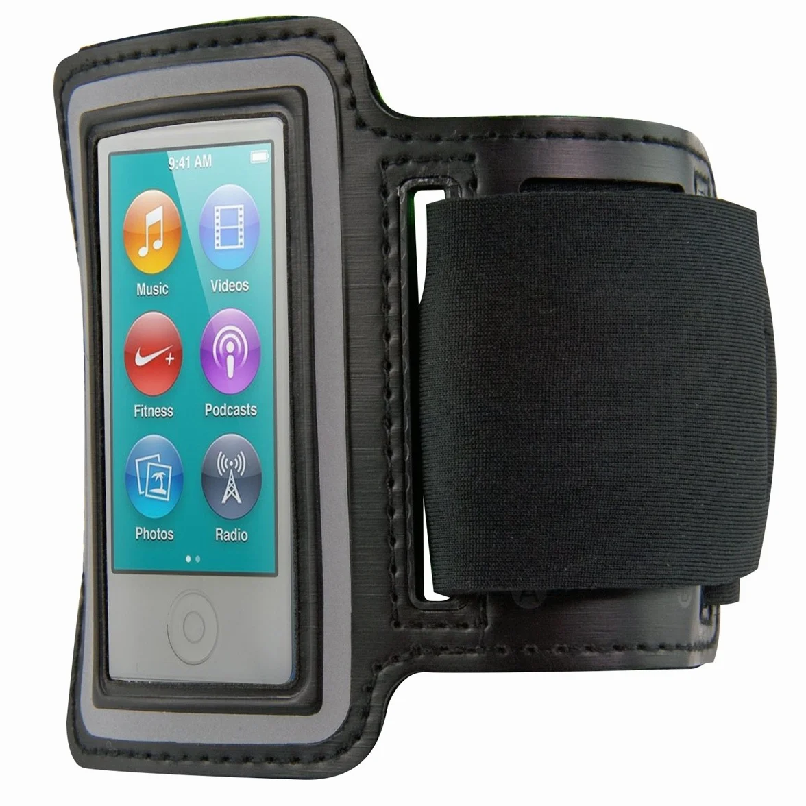 kwmobile opaska kompatybilna z Apple iPod Nano 7 - sportowa opaska do biegania na rowerze piesze wycieczki - regulowany pasek - czarny