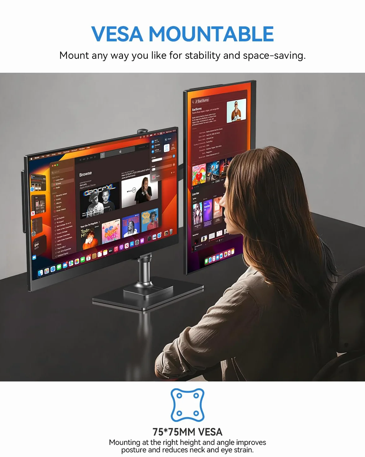 UPERFECT przenośny monitor 17,5 cala, 1920 × 1200P FHD przenośny monitor 16:10 125% sRGB 1500:1 IPS z USB-C i HDMI, ultra cienki - ochrona oczu - zewnętrzny drugi ekran do komputerów PC/Mac/PS3/4/5