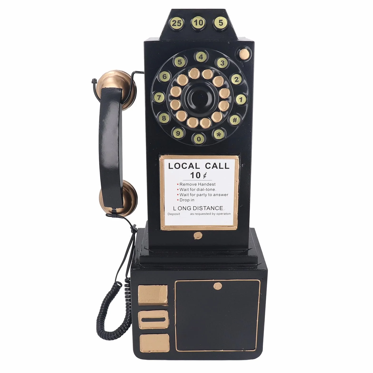 Hztyyier Antyczny Model Telefonu z Guzikami, Zabytkowa Dekoracja Telefonu Naściennego, Nostalgiczny Nastrój, Salon Sypialnia Biuro Kawiarnia, 25 X 16,5 X 50 Cm