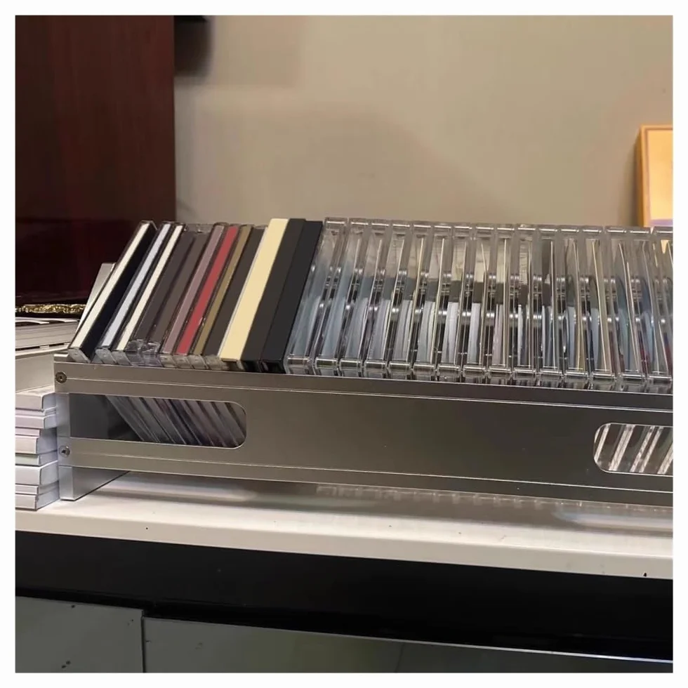 Stojak na płyty Otwarty metalowy uchwyt na albumy CD w stylu industrialnym Stojak na płyty ze stopu aluminium na biurko