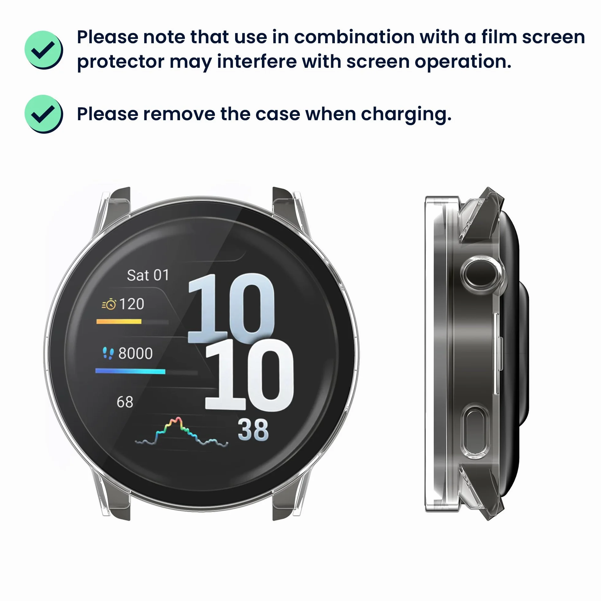 kwmobile Etui kompatybilne z Garmin Venu 4 45mm obudowa - 2X obudowa z hartowanego szkła do trackera fitness - przezroczysta-czarna
