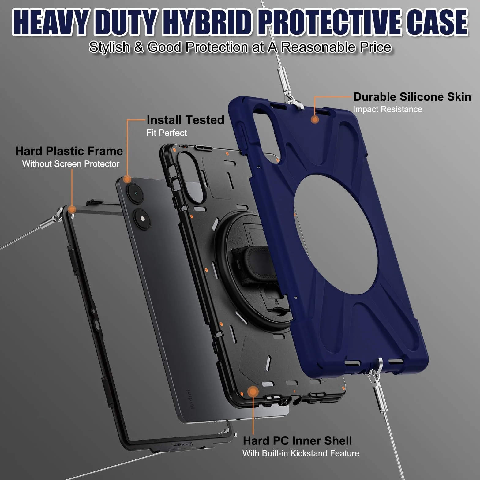 Pełne etui ochronne Kompatybilny z etui Xiaomi Redmi Pad Pro 12,1"/Poco Pad 12,1", wytrzymałe, odporne na wstrząsy etui chroniące przed upadkiem. Kompatybilny z etui dziecięcym Redmi Pad Pro 12,1". Os