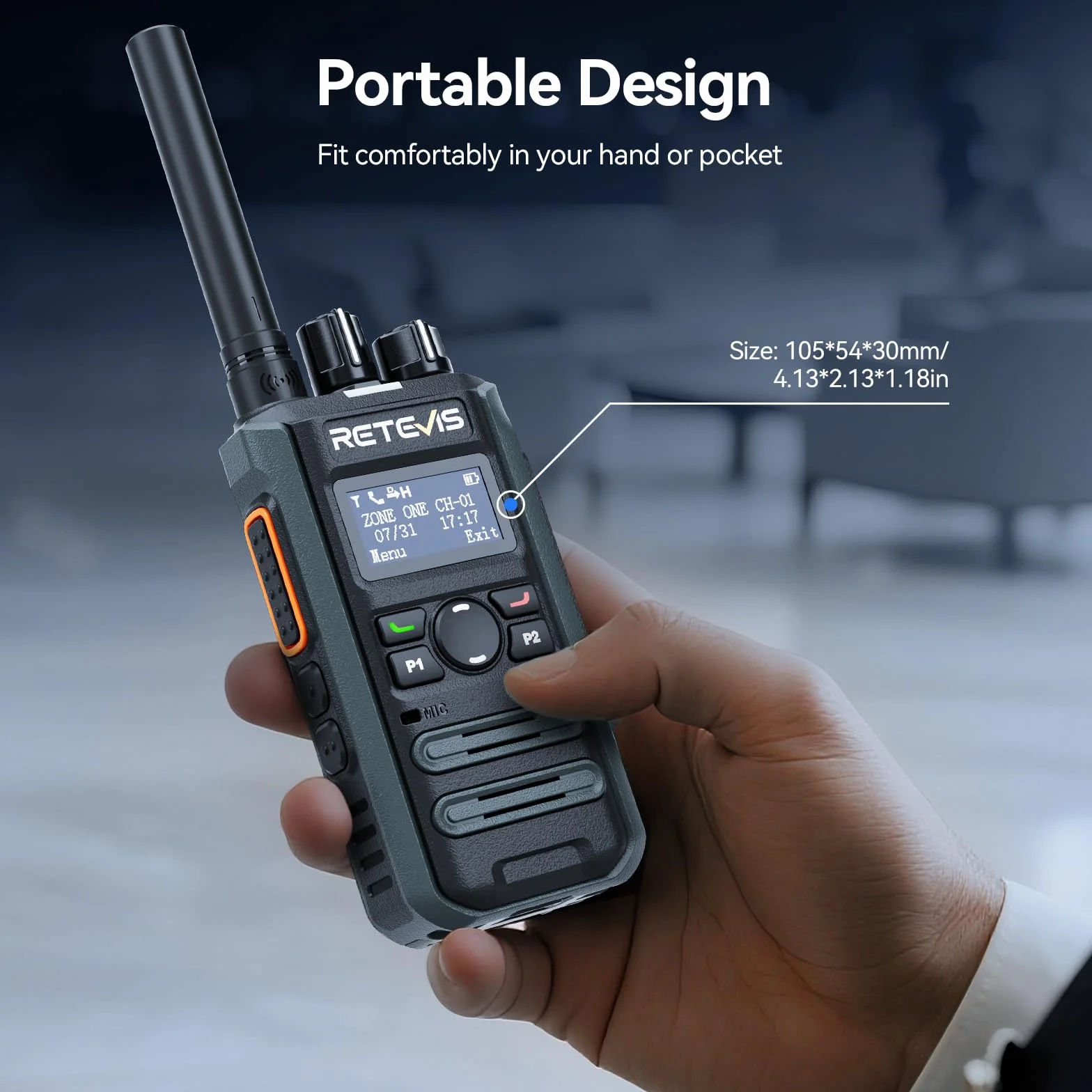 Retevis MateTalk P3 Dwukierunkowe Radiotelefony DMR ze Słuchawką, Szybkie Ładowanie, Krótkofalówki o Dużym Zasięgu, Połączenia Grupowe, Ekran LCD, Komercyjne Cyfrowe Radio dla Szkół (4 sztuki)