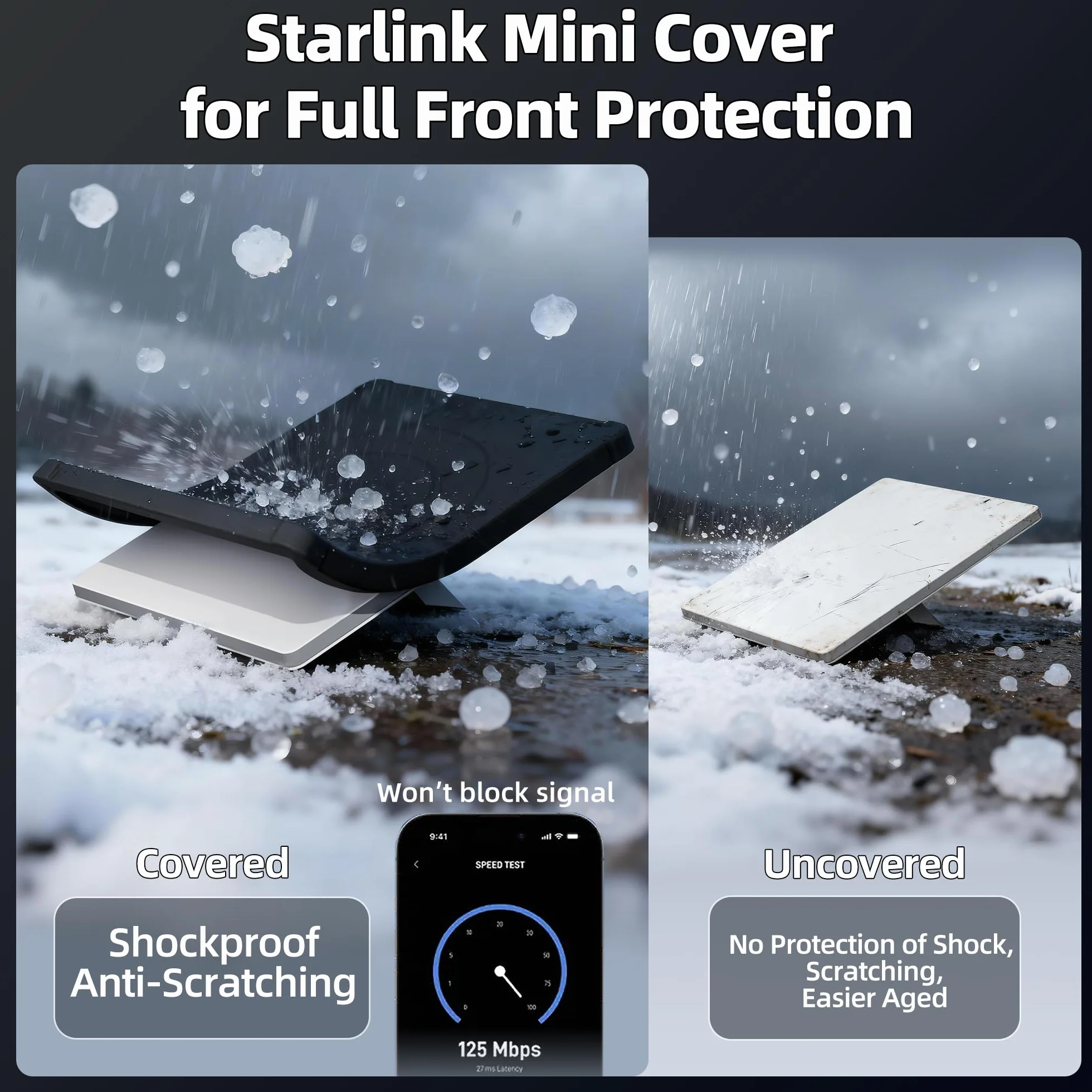 Joinfworld Starlink Mini etui ochronne, Starlink Mini etui silikonowe, do podróży, ochrona przed upadkiem i upadkiem, zapewnia pełną ochronę przed uderzeniami, brudem i warunkami atmosferycznymi
