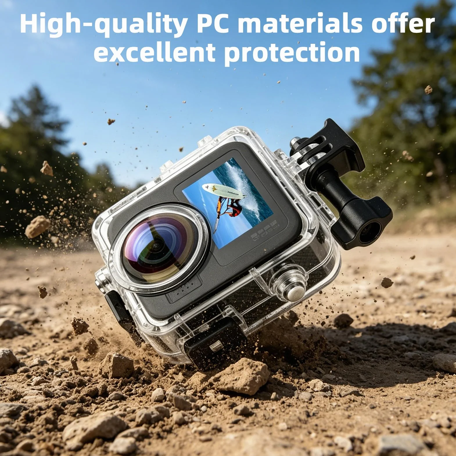 Wodoszczelna obudowa 50 m do GoPro MAX 2, powłoka do nurkowania głębinowego z potrójną uszczelką, wysoce przezroczysty obiektyw do pływania, nurkowania, surfowania