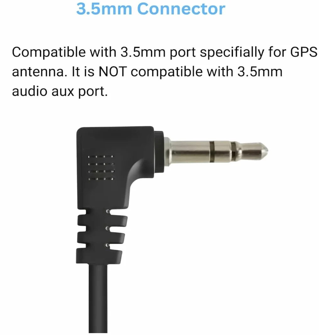 Antena Samochodowa GPS Aktywna 3 Metry | Złącze RG174 3,5mm 3Pin Antena GPS z podstawą magnetyczną do samochodowego systemu nawigacji GPS | 28dB