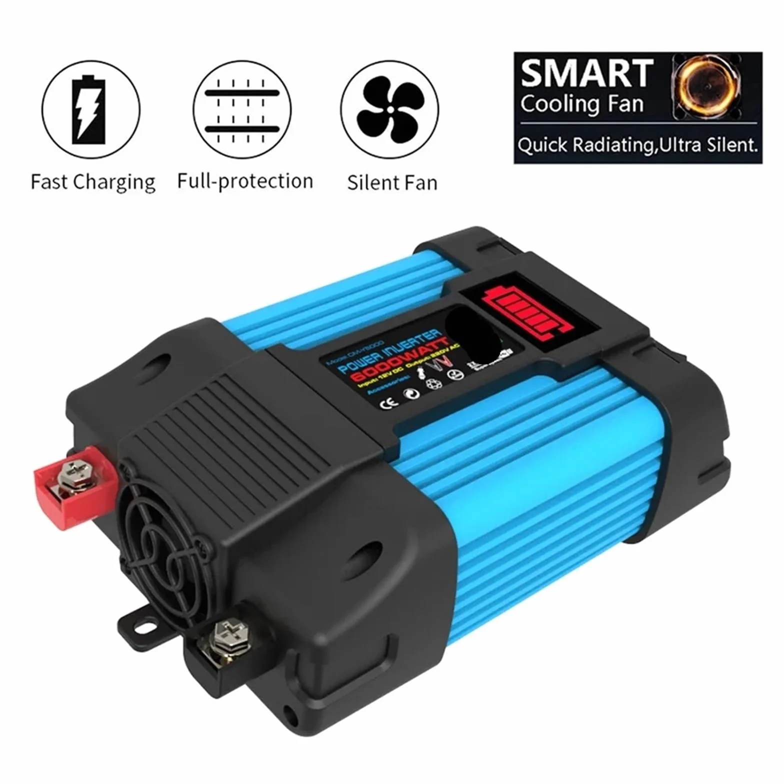 Inwertery, 4000/6000W Przetwornica napięcia samochodowego LED Wyświetlacz pojemnościowy Transformator Konwerter Podwójny inwerter USB Urządzenia samochodowe