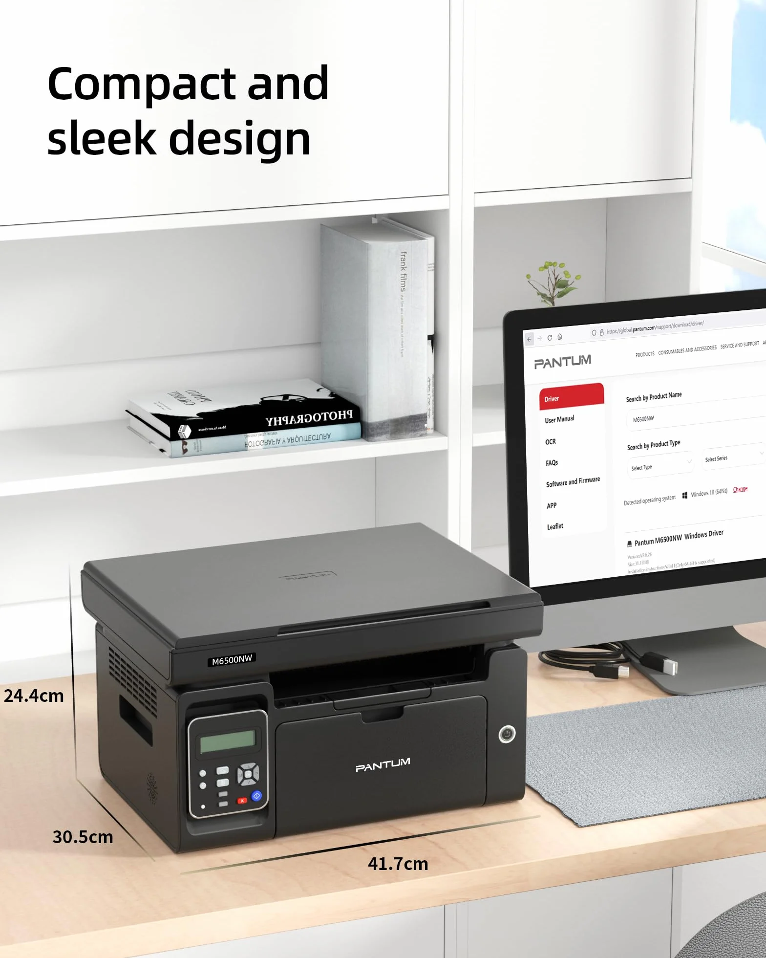 Wielofunkcyjna drukarka laserowa PANTUM M6500NW WiFi，Drukarka laserowa mono, Ethernet/bezprzewodowa/USB 2.0, Drukarka/Kopiarka/Skaner Ręczny dupleks czarno-biały dla małego biura domowego，22 str./min