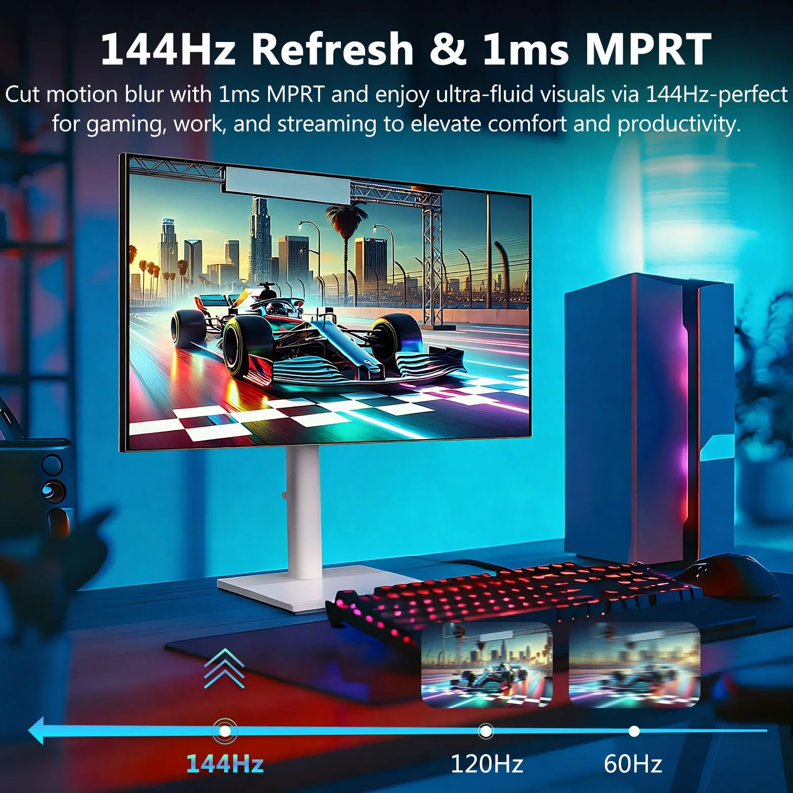 Z-Edge AGEX 27-calowy Monitor Biały Gamingowy QHD 144Hz 2K 2560x1440 Szybki IPS MPRT 1ms, Monitor LED, 350 cd/m², FreeSync, HDR10, DP & HDMI, Regulacja Wysokości, Przechylny, Obrotowy, Pivot, Czarny