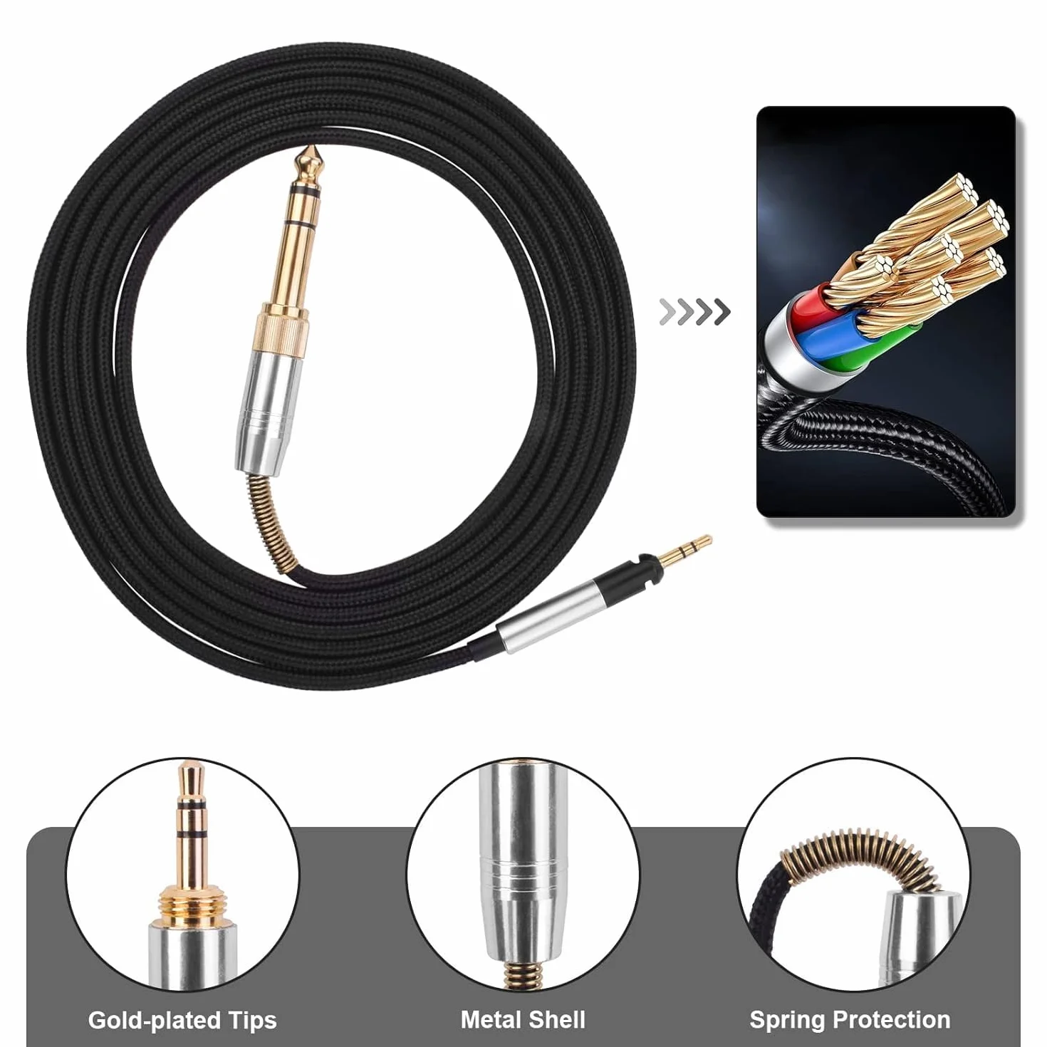 Toxaoii HD598 kabel audio kompatybilny ze słuchawkami Sennheiser HD598, HD558, HD518, HD598Cs, HD599, HD569, HD579, 2 m