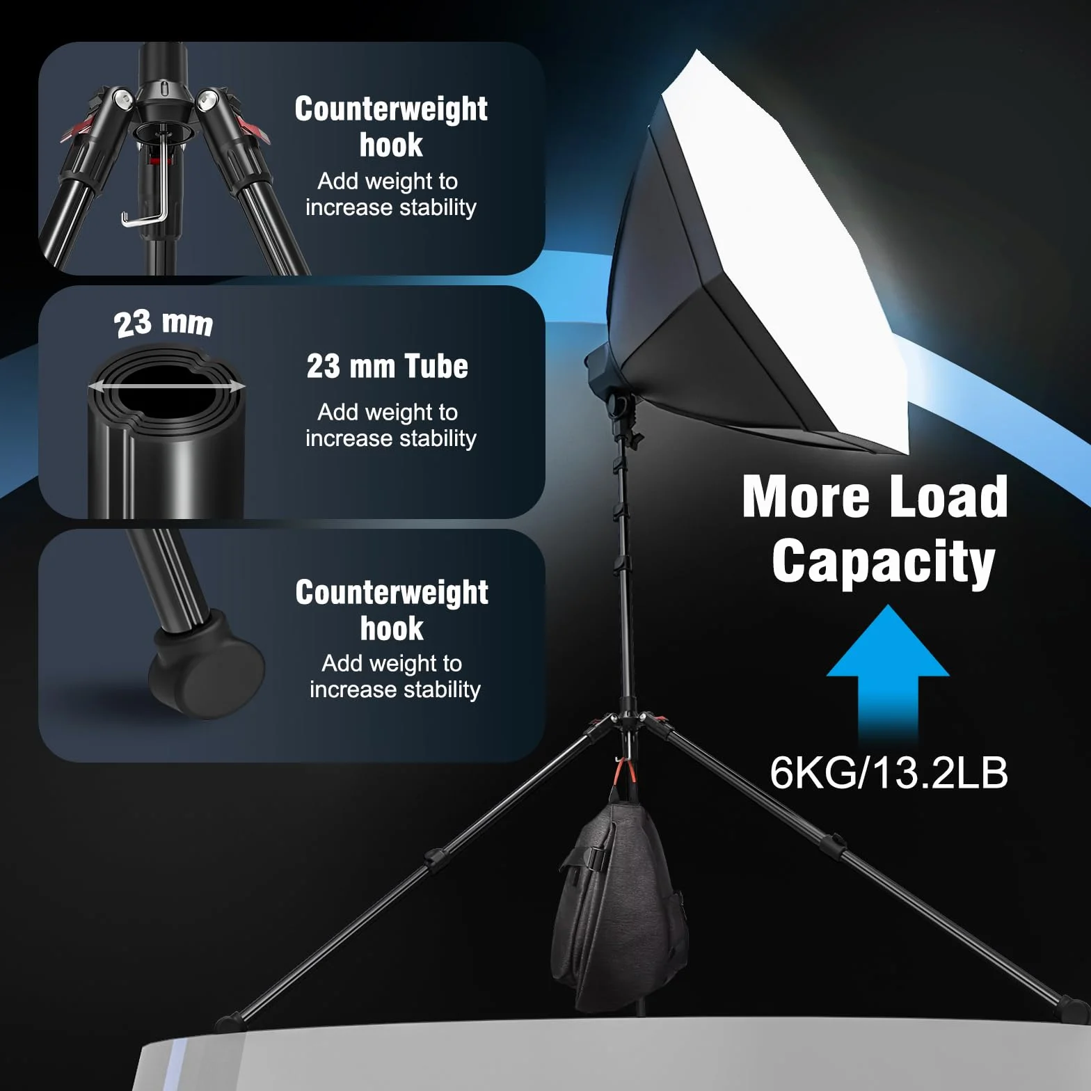 Wiseten Statyw świetlny, aluminiowy, 200 cm, statyw do lampy, odwrotny, składany statyw do aparatu, ze śrubą 1/4", do kamery internetowej, studia, pierścienia, lampa błyskowa, projektor, softbox