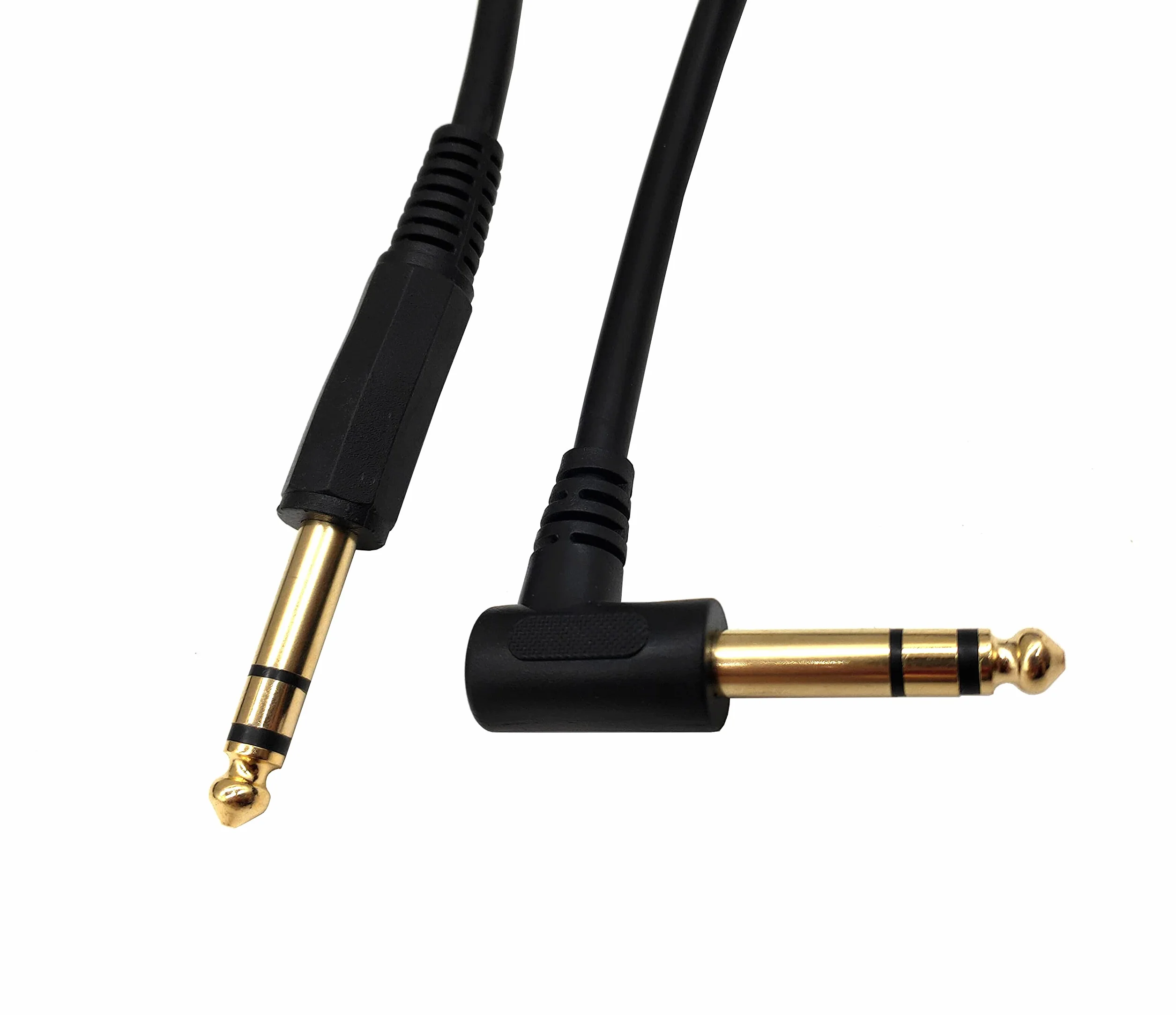 Kabel instrumentu gitarowego 1/10.2 cm, kąt 90 stopni, 6,35 mm, TRS Jack męski na 1/10.2 cm TRS męski kabel audio do gitary elektrycznej, gitary basowej, elektrycznej i innych (1,8 m)