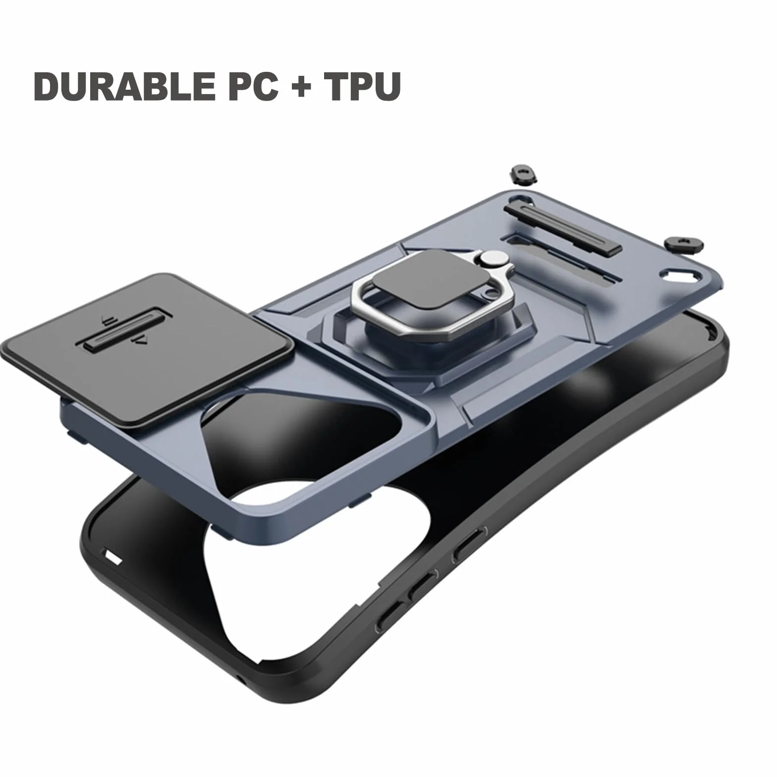 HAZARA Etui odporne na upadek do HuaWei Pura 70 Ultra/70 Pro/70, osłona okna przesuwnego, pierścieniowa podpórka pancerna, odporna na wstrząsy, fioletowa, 70 Ultra
