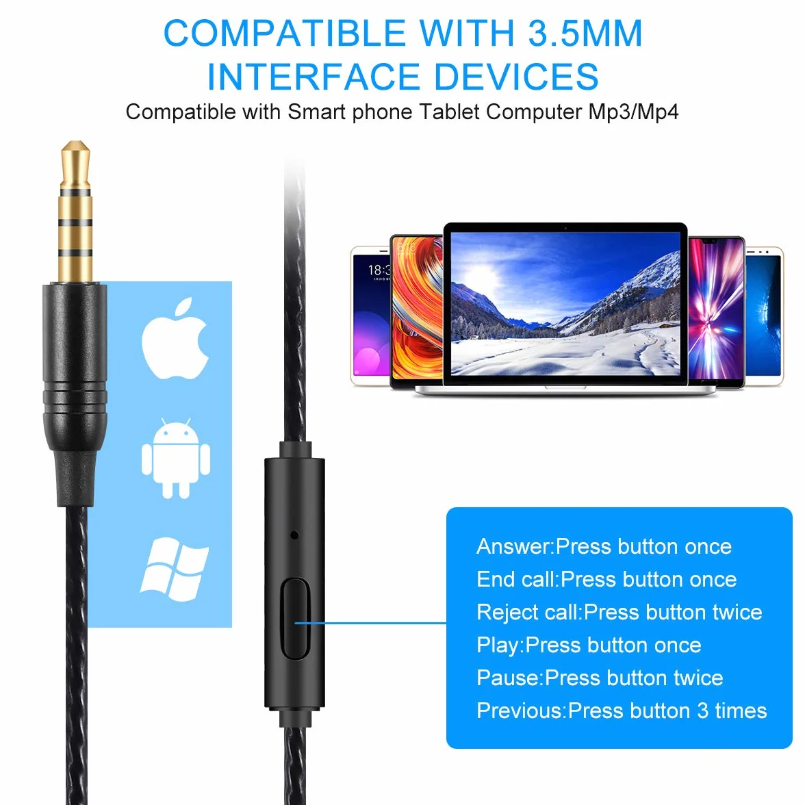 Słuchawki Magnetyczne Douszne Wtyczka 3,5 mm, Przewodowe Z Mikrofonem Hd, Kontrolerem, Izolacja SzumóW I Wysoka Rozdzielczość, Czysta Rozmów, Do Samsung, LG, Xiaomi, Sony, Huawei, Mp3