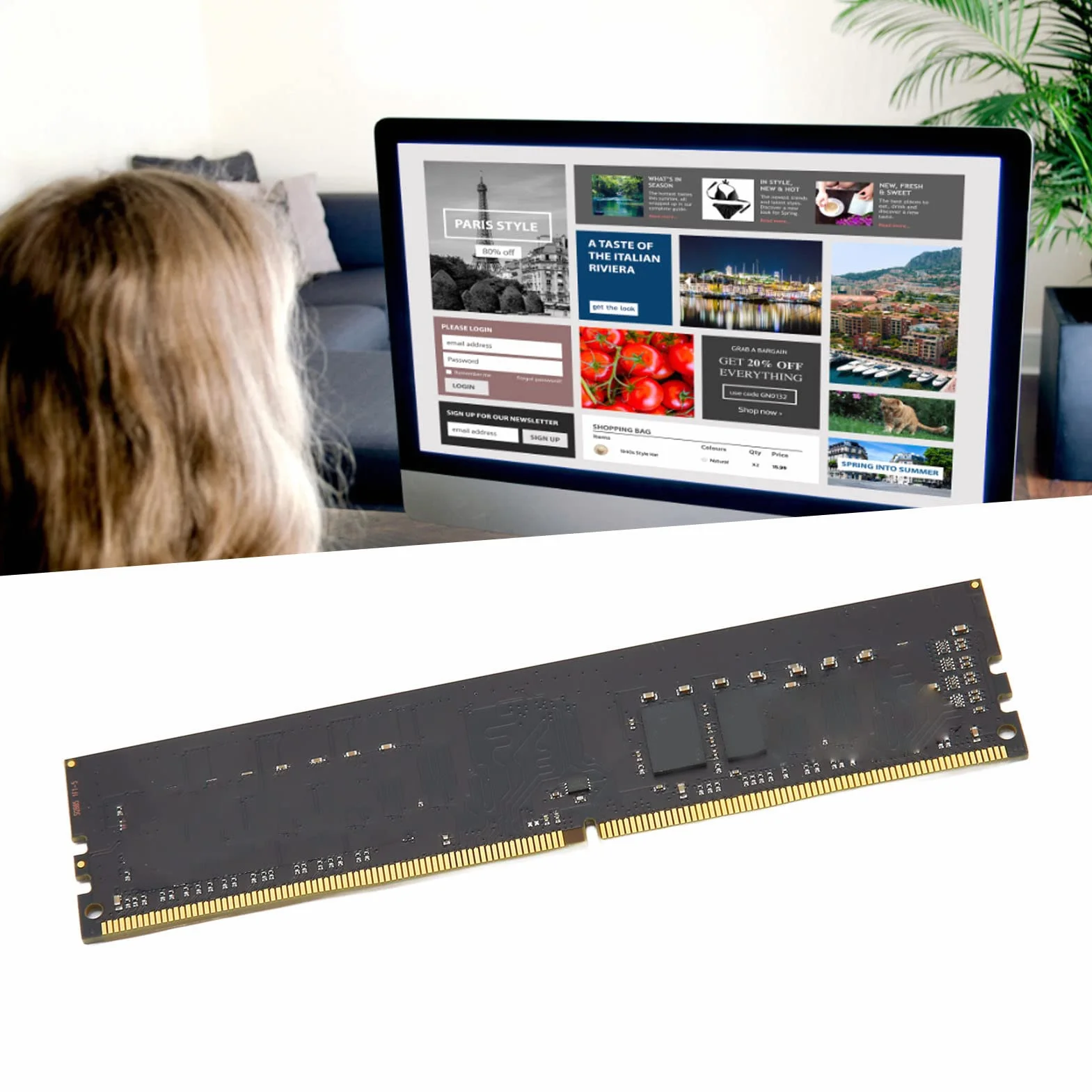Moduł Pamięci Stacjonarnej, DDR4 UDIMM Plug and Play Szybka Stabilna 2666Mhz 1.2V Napięcie 64-bitowa pamięć RAM do Komputera Stacjonarnego do Obudowy (8 GB)