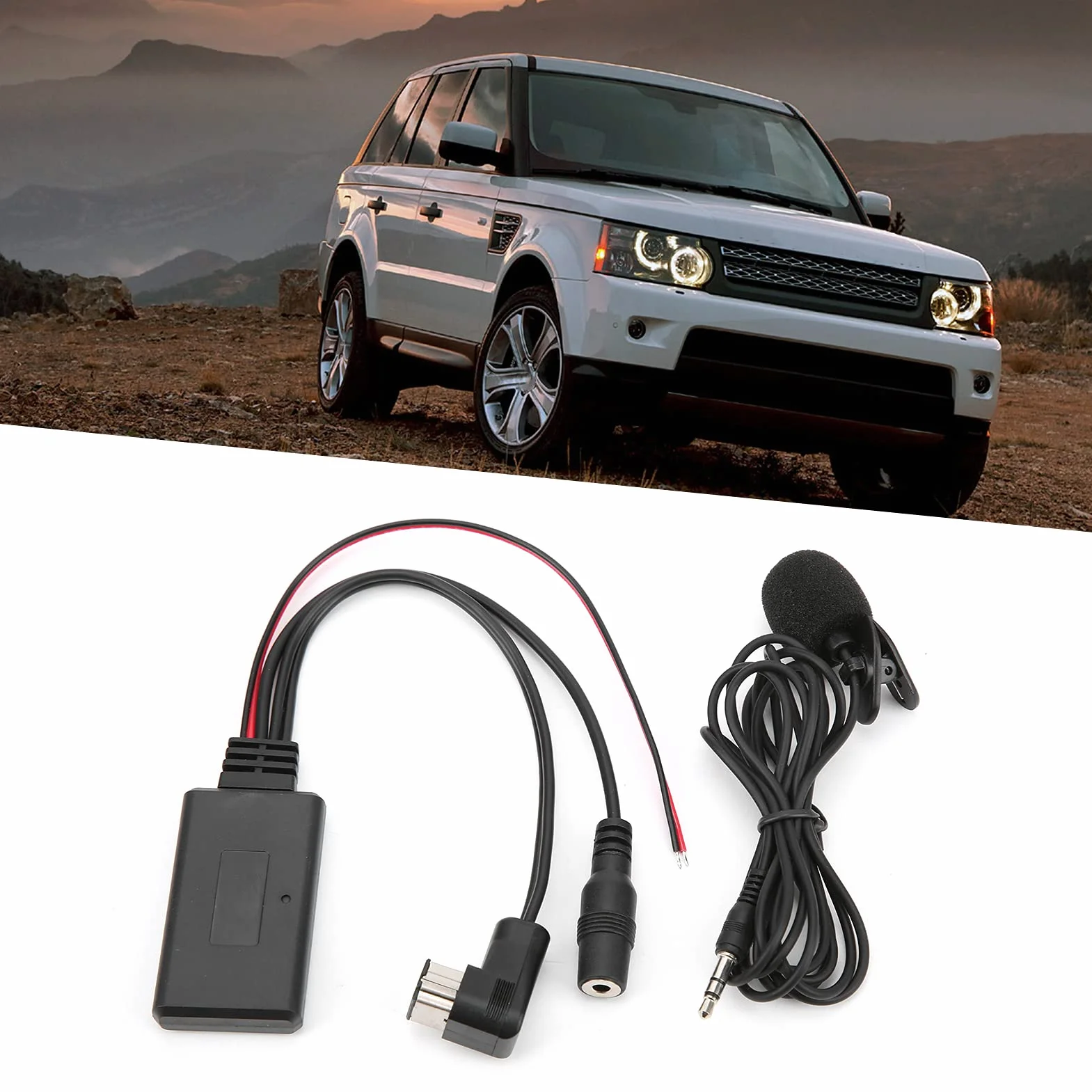 Akozon Kabel Audio AUX, Samochodowy Mikrofon Stereofoniczny Bluetooth 5.0 z Zamiennikiem Kabla Audio AUX do Radia Pioneer IP-BUS Adapter AUX