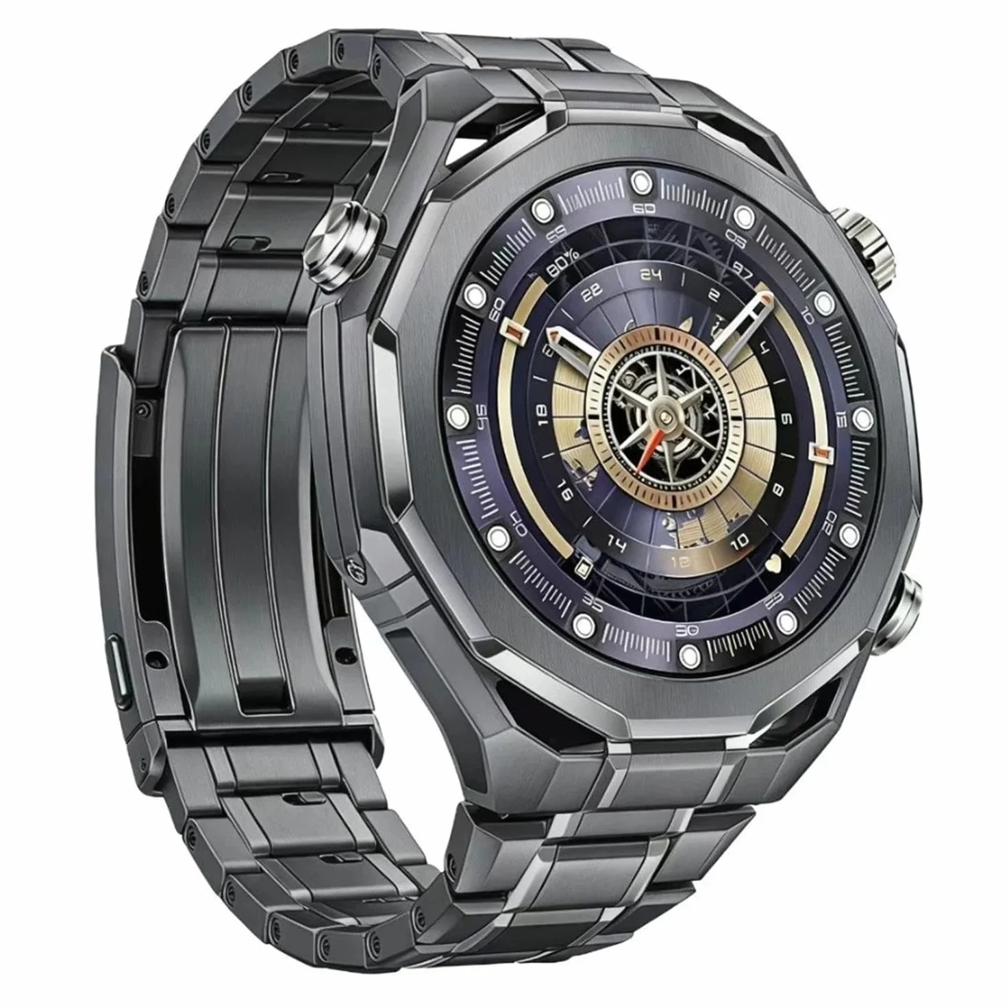 VeveXiao Wytrzymały pasek tytanowy One Click 22 mm, kompatybilny z Huawei Watch Ultimate 2 Bands Men, luksusowy metalowy pasek zastępczy ze stopu tytanu do Huawei Watch Ultimate