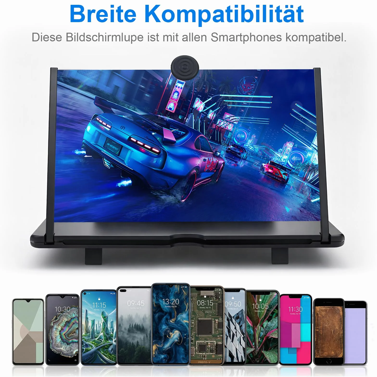 Lupa do ekranu telefonu 12 cali, powiększająca HD z podstawką, ochrona przed niebieskim światłem