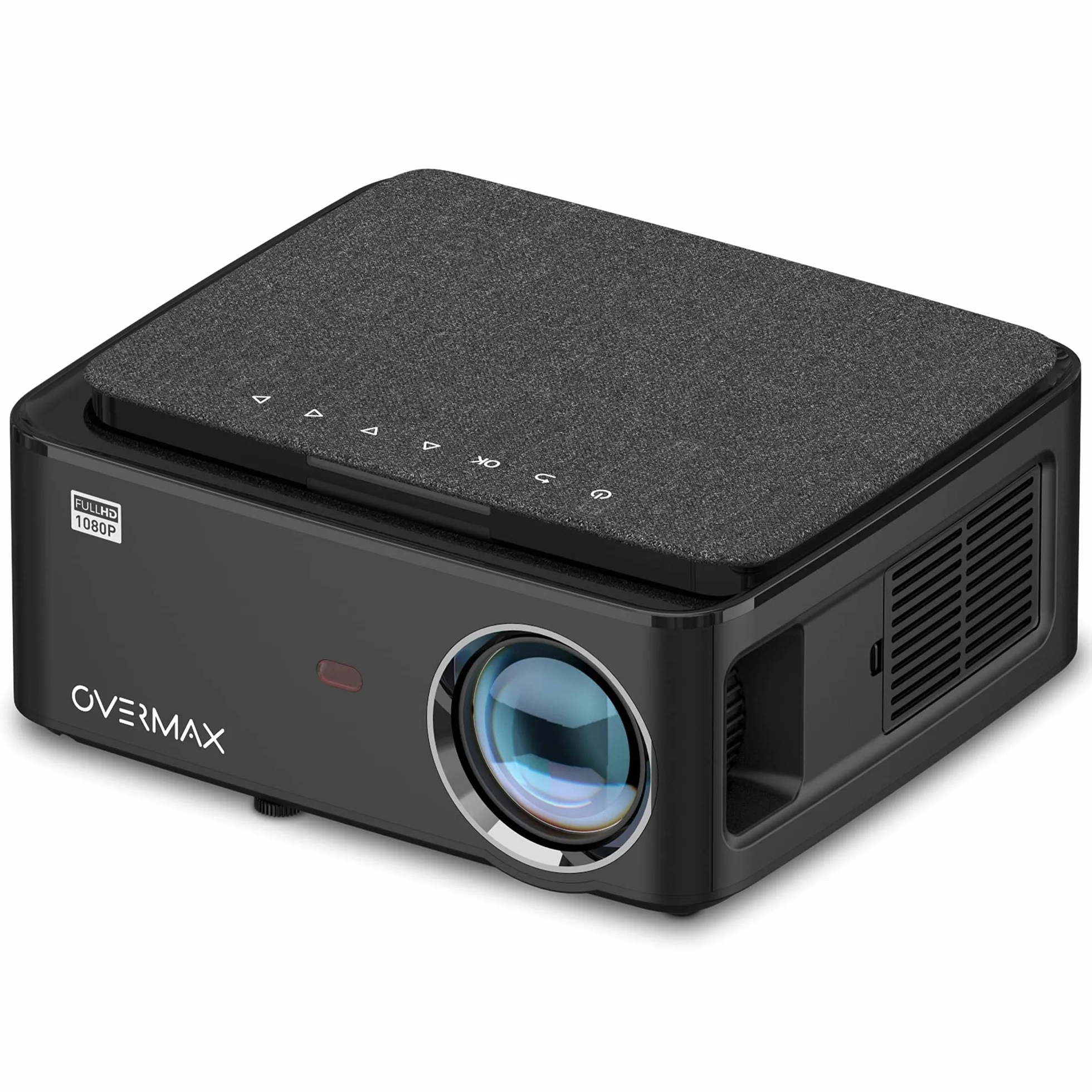 OVERMAX Multipic 5.1 Projektor LED 80 W z efektem lustrzanym, natywny Full HD 1080P, do 200", głośnik, system Android 9.0, żywotność lampy 50 000 godzin, Wi-FI, BT, 2x HDMI, 2x USB
