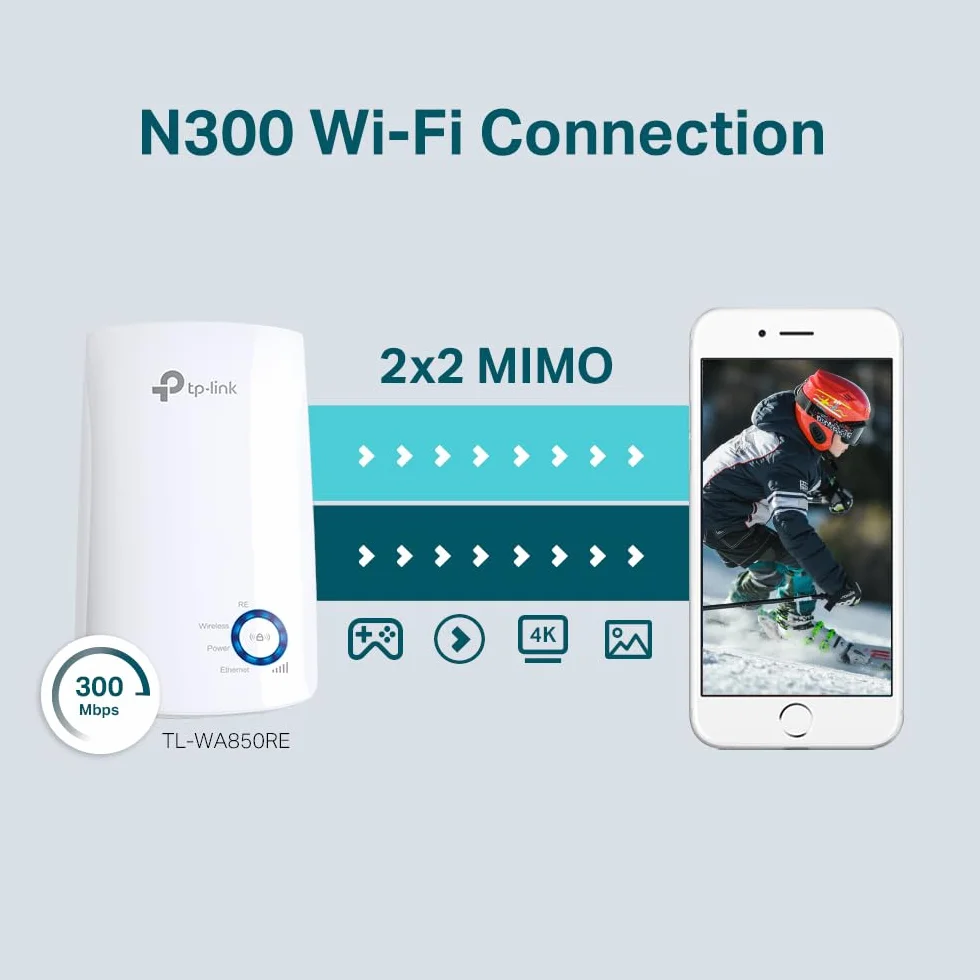 TP-Link TL-WA850RE Wzmacniacz sygnału Wi-Fi N300 2.4GHz Ethernet WPS