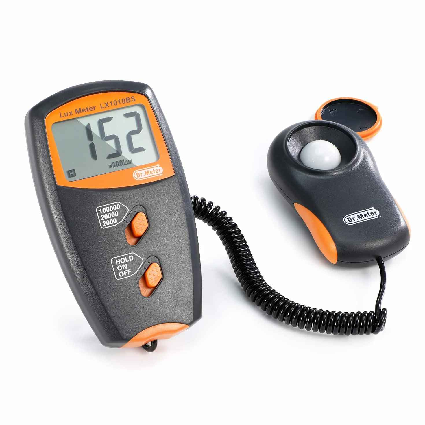 Luxmeter – Dr.meter cyfrowy luksus miernik światła, oświetlenie LX1010B 100 000 luksów o wysokiej dokładności, szybkiej reakcji i zapisywanie danych (pomarańczowy)