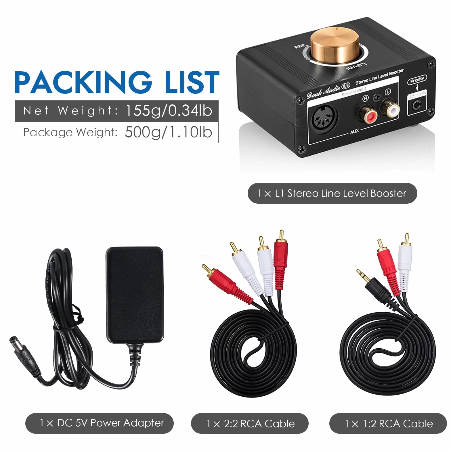 Mini wzmacniacz liniowy stereo boost preamplifier audio dla MP3, iPod, iPad, iPhone, wzmocnienie 20dB + regulator głośności