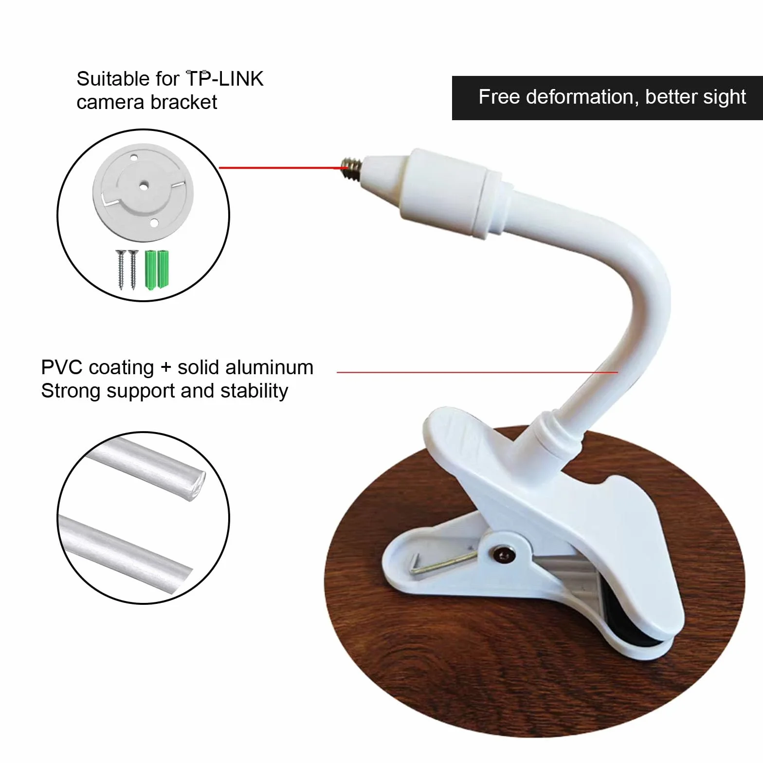 NIYATA Uchwyt do niani, uchwyt na kamerę do TP-Link Tapo C200/C210/C220/C201/C202/C211/C212/C222/C230 WLAN IP Kame, biały