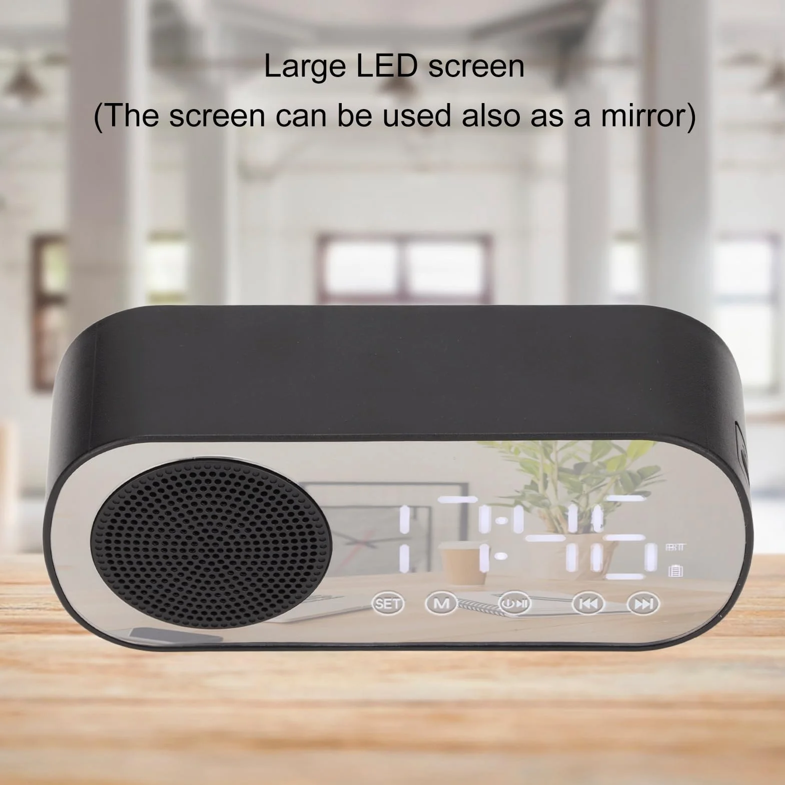 Budzik Radiowy, Ustawienie Podwójnego Budzika, Przenośne, Dostrojone Cyfrowe Radio FM, z Głośnikiem Muzycznym Bluetooth, Duży Ekran LED, Wiadomości, Prognozy Pogody