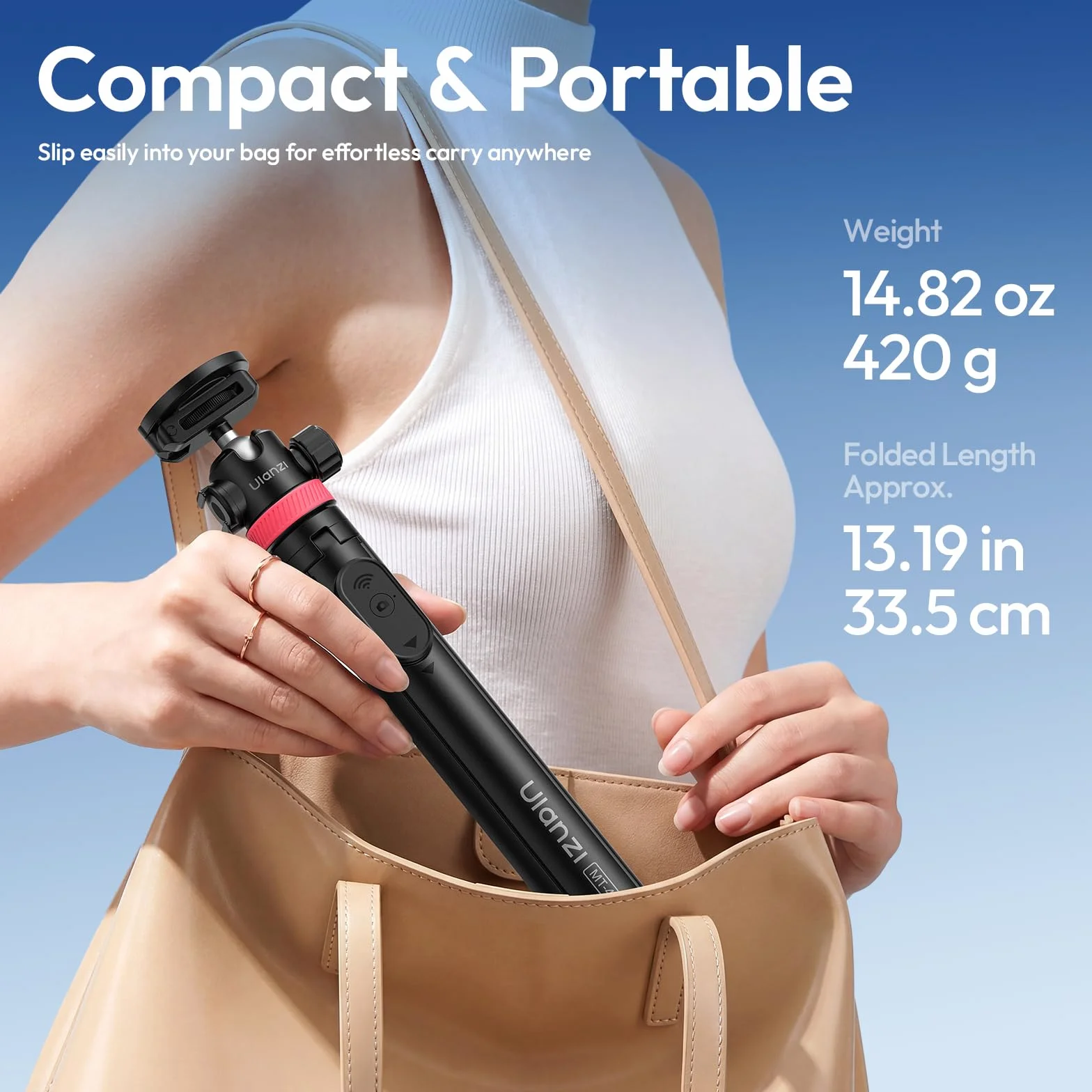 ULANZI MT-44M 2026 ULEPSZONY 150 cm (59") Automatycznie Otwierany Magnetyczny Statyw do Telefonu, Kij do Selfie Bluetooth, Stojak na Cztery Nogi, Podwójna Konfiguracja Aparatu, Głowica Kulowa 360°