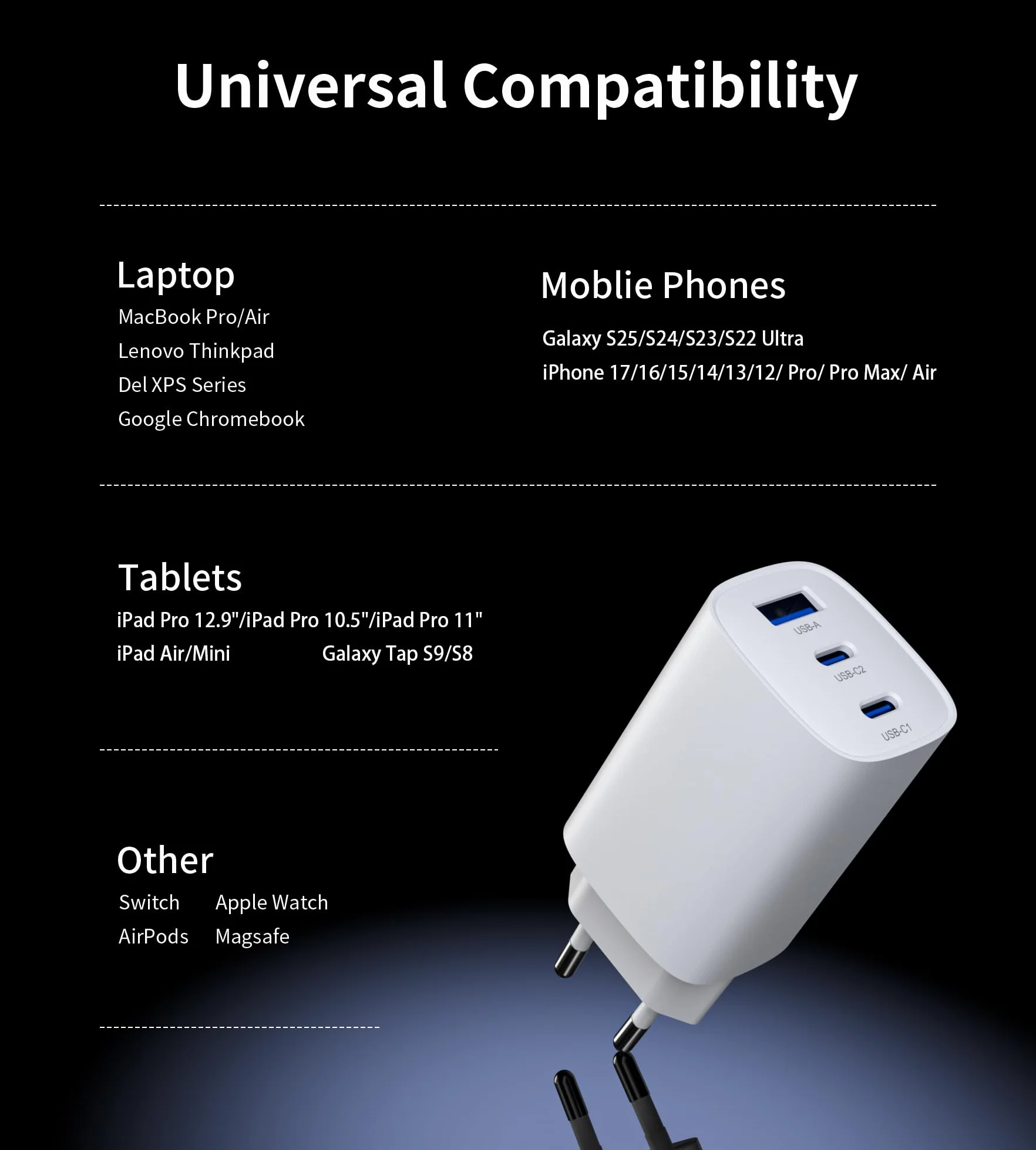 Ładowarka USB C 65 W (biała)