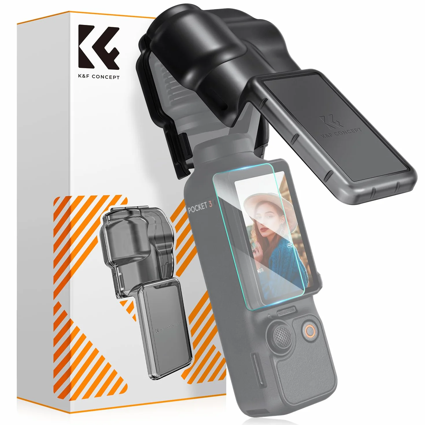 K&F CONCEPT Pocket 3 Etui Pokrowiec Ochronny Kompatybilny z DJI Osmo Pocket 3, Plastikowy Ochraniacz Gimbala Ochraniacz Obiektywu Ochraniacz Ekranu Etui Ochronne Akcesoria