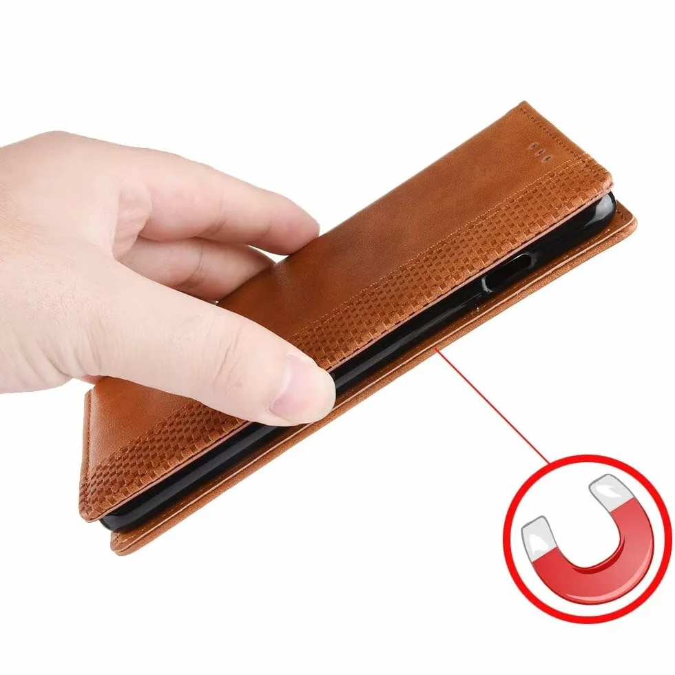 Etui z klapką ze skóry flip do Realme C71 Brązowe