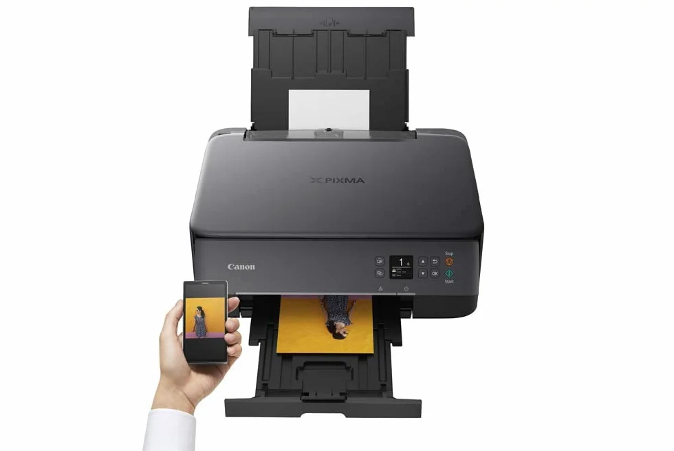 Canon PIXMA TS5350 kolorowa drukarka atramentowa, urządzenie wielofunkcyjne DIN A4 (skaner, kopiarka, OLED, 4800 x 1200 dpi, USB, Wi-Fi, druk dwustronny, 2 podajniki papieru), czarna