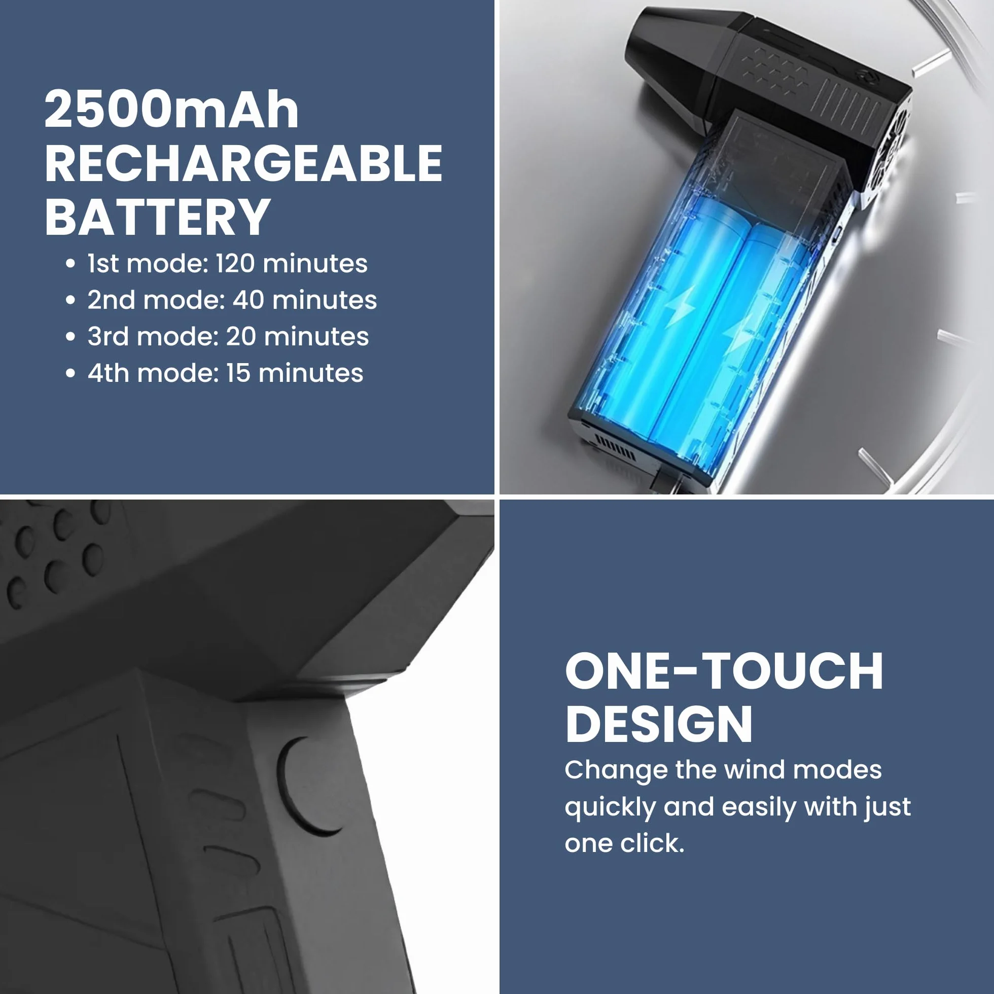 Dmuchawa Jet Dry, 130000 obr/min, wydajna dmuchawa z 4 trybami, wykonana z aluminium z latarką LED, akumulatorem USB C, do czyszczenia na zewnątrz, mebli, samochodu.
