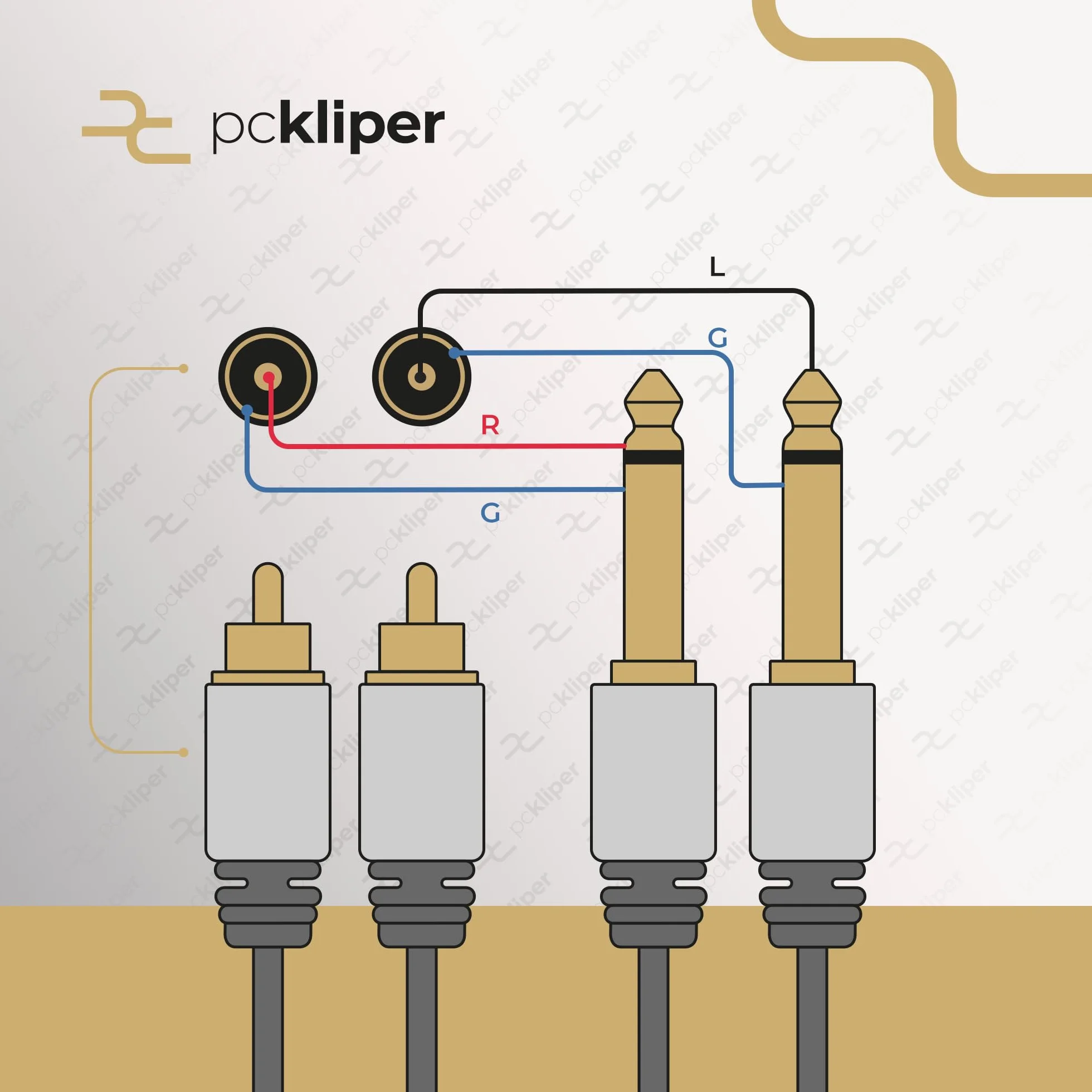 Kabel 2x Jack 6,3 Mono na 2x RCA 10m VITALCO Przewód Audio 2x Wtyk Duży Jack 6,3mm TS 2x Cinch