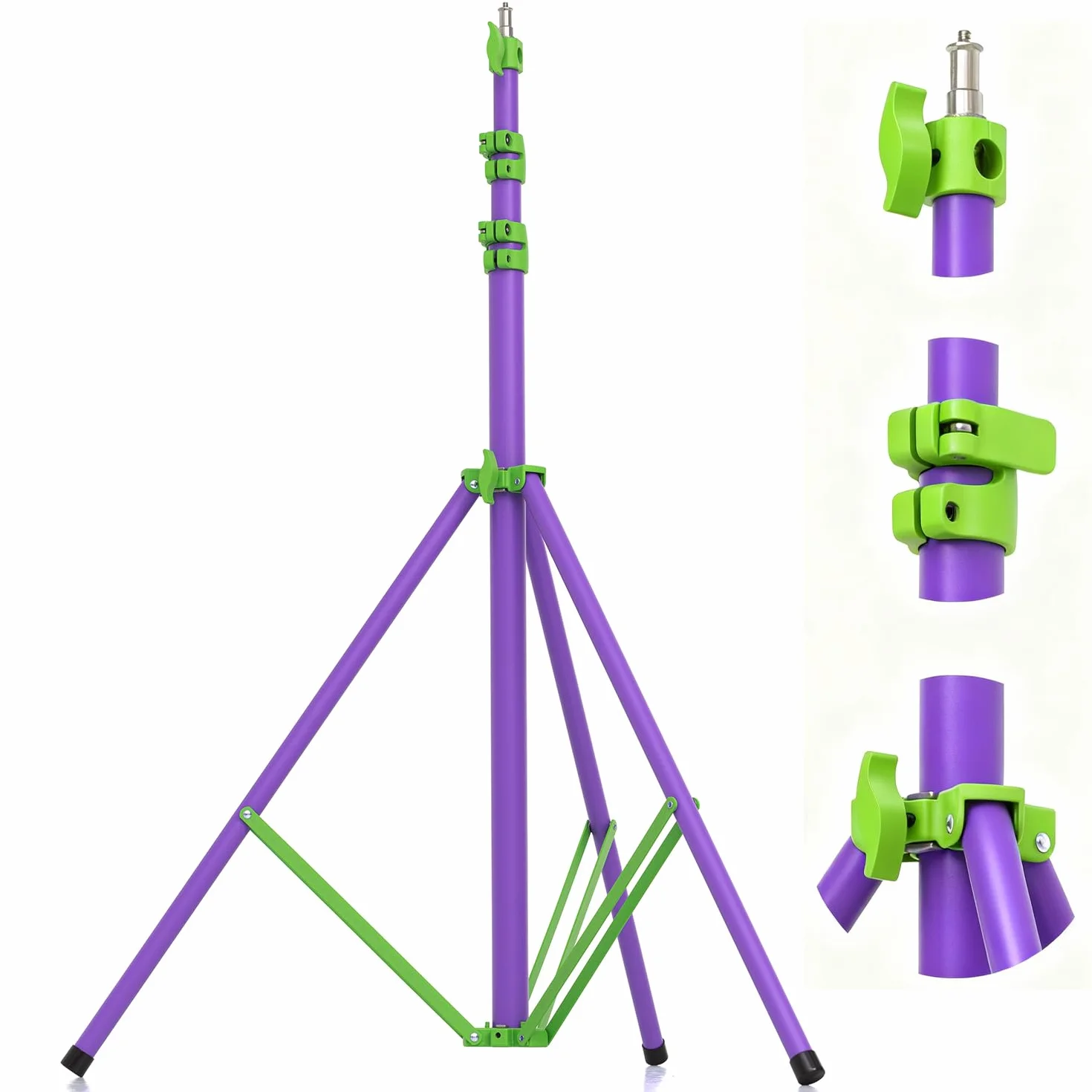 AMBITFUL GM280P stojak oświetleniowy z poduszką powietrzną, obciążenie 10 kg, regulacja wysokości 108-280 cm, fioletowy i zielony stojak do studia fotograficznego na oświetlenie pierścieniowe, aparat