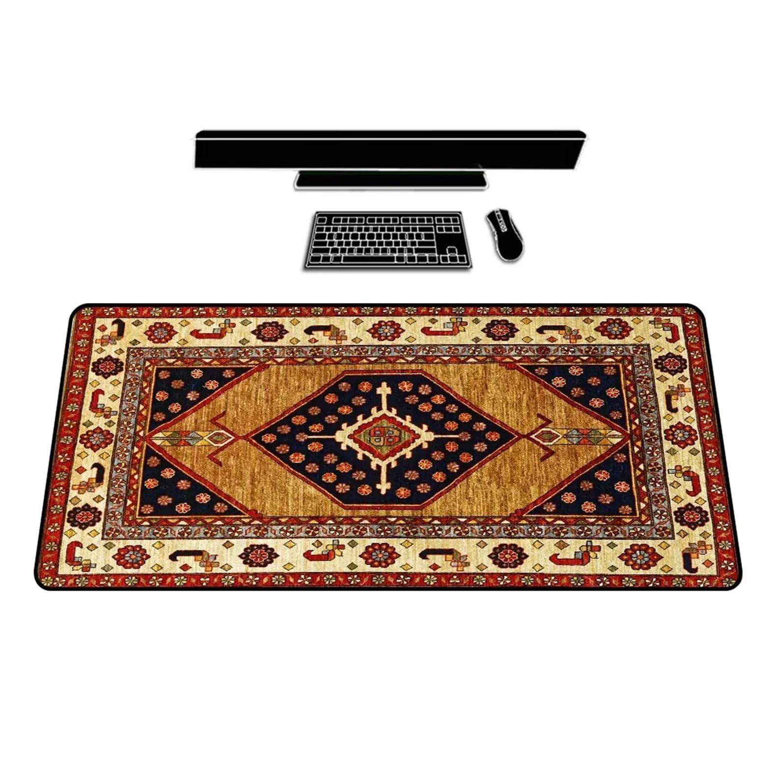 Podkładka pod mysz do gier, 1000 x 500 x 3 mm, duża podkładka pod mysz retro, geometryczna podkładka pod mysz, XXL, antypoślizgowa gumowa podkładka pod mysz, podkładka na biurko, do laptopa,