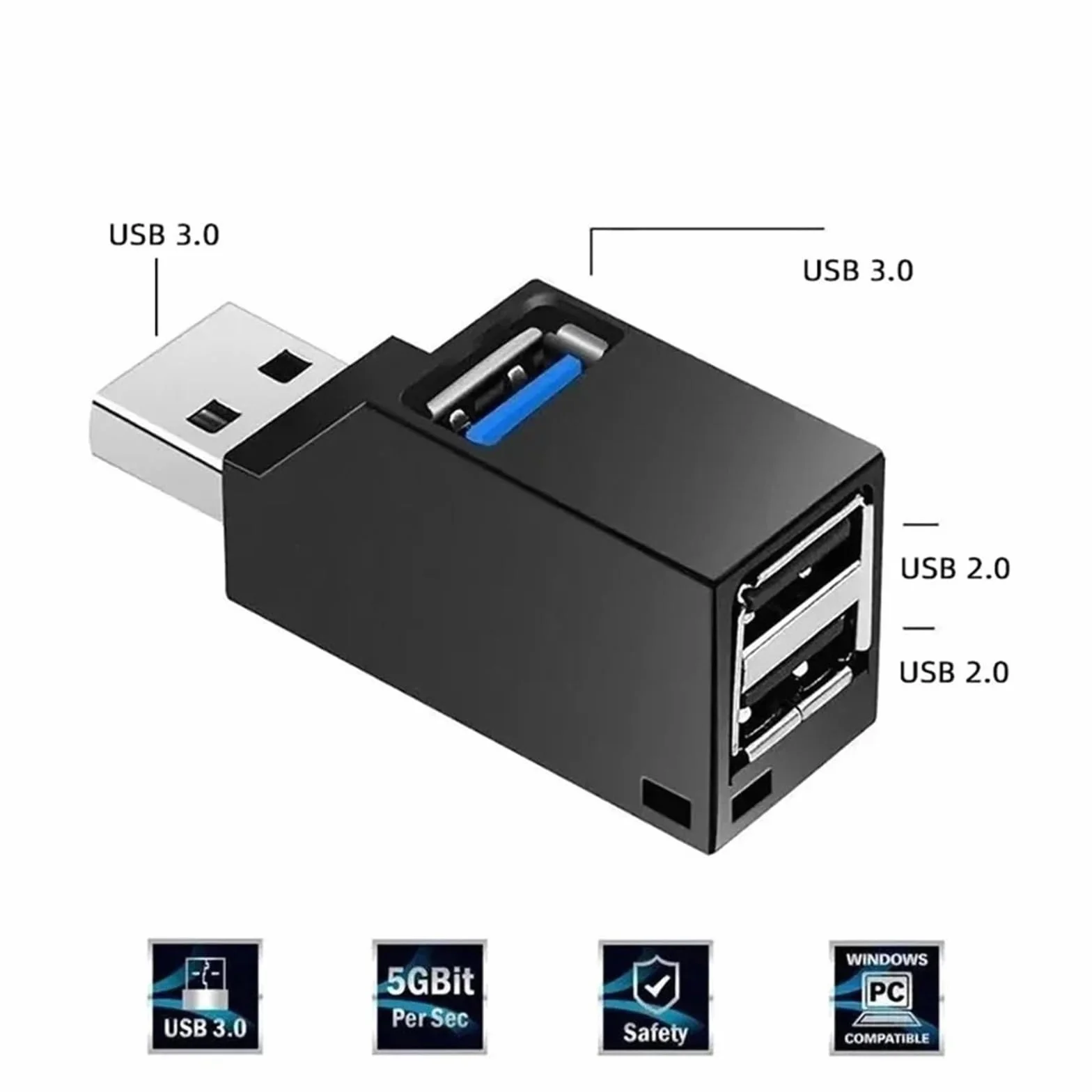 Wieloportowy rozdzielacz koncentratora USB 3.0 do laptopa PC, adapter USB 2.0/3.0 do ładowania dysku U i czytnika kart