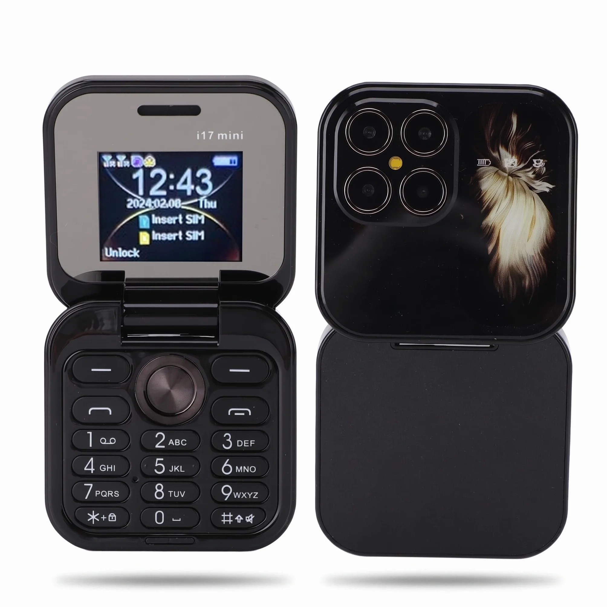 Zunate Odblokowany telefon komórkowy z klapką dla seniorów, podstawowy 2G, łatwy w użyciu, najmniejszy telefon komórkowy z dużymi przyciskami, radio FM, latarka LED, podwójna karta SIM Nano