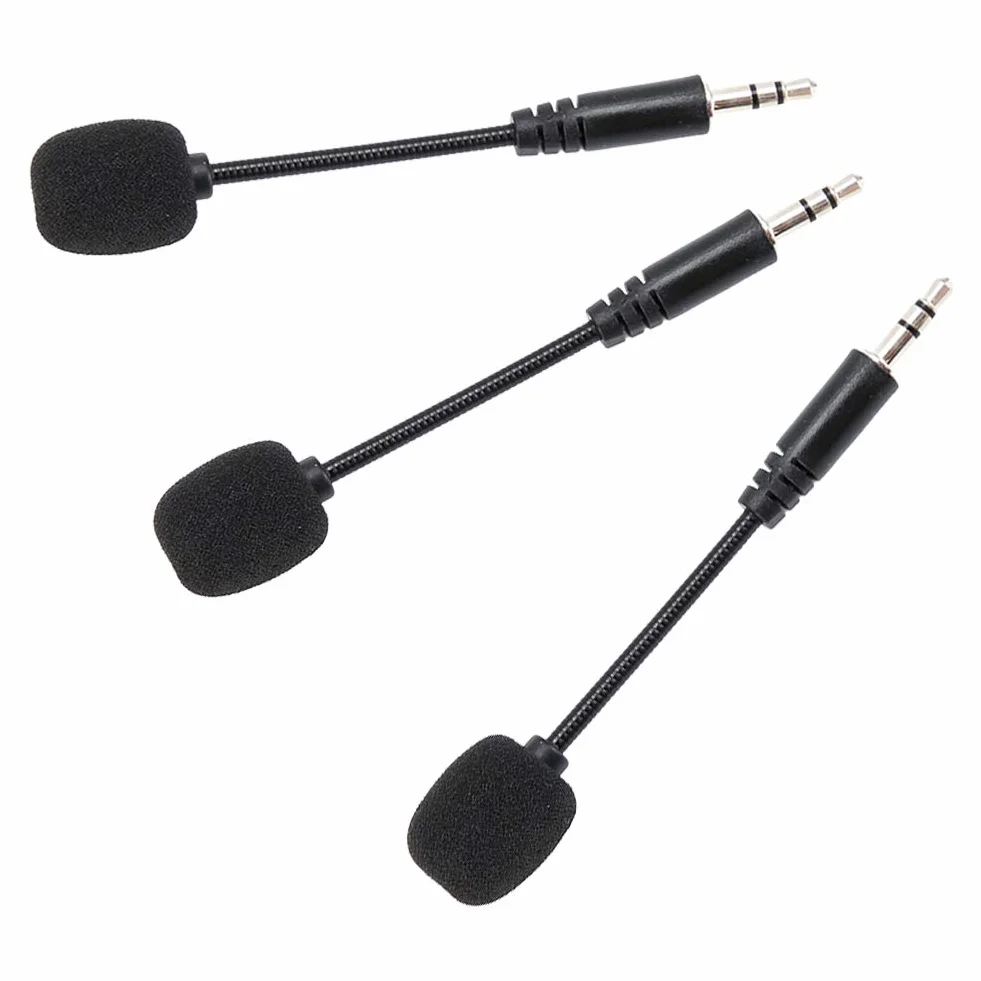 Mini Mikrofon Jack 3,5 Mm do Komputerowego Telefonu Komórkowego, Mikrofon Przeciwzakłóceniowy do Nagrywania KTV, 3 szt. Regulowanych Mikrofonów, Czarny 100 Mm