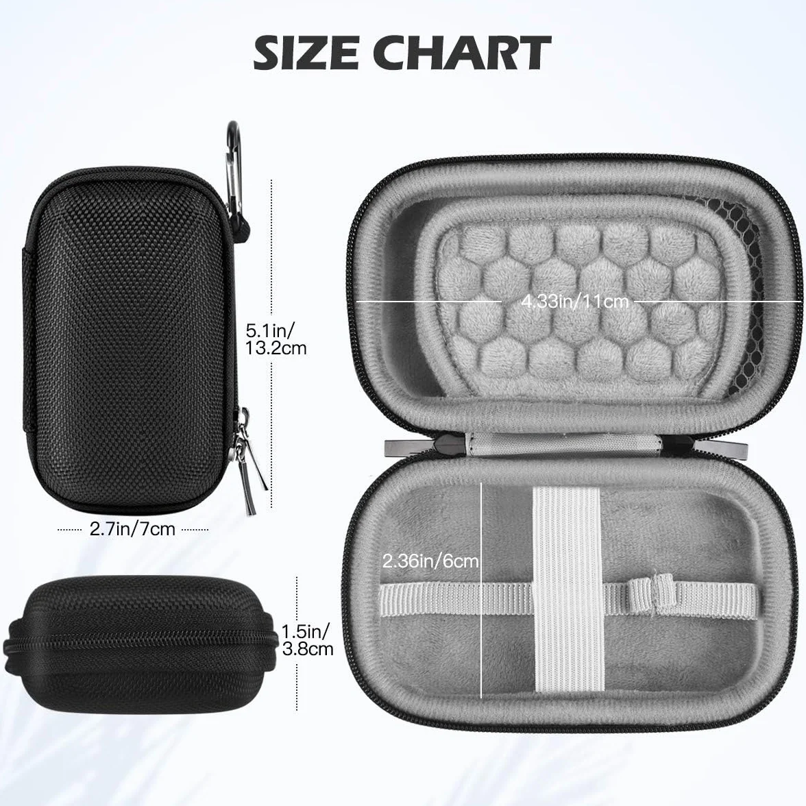 AGPTEK Twarde etui do przechowywania i ochrony Mp3(10cm)/słuchawki/klucz z podwójną siatką i podwójnym zamkiem błyskawicznym do A19/A17 MP3 (rozmiar : 13.2CMx7CMx3.8CM, kompatybilne z 2,4-calowym