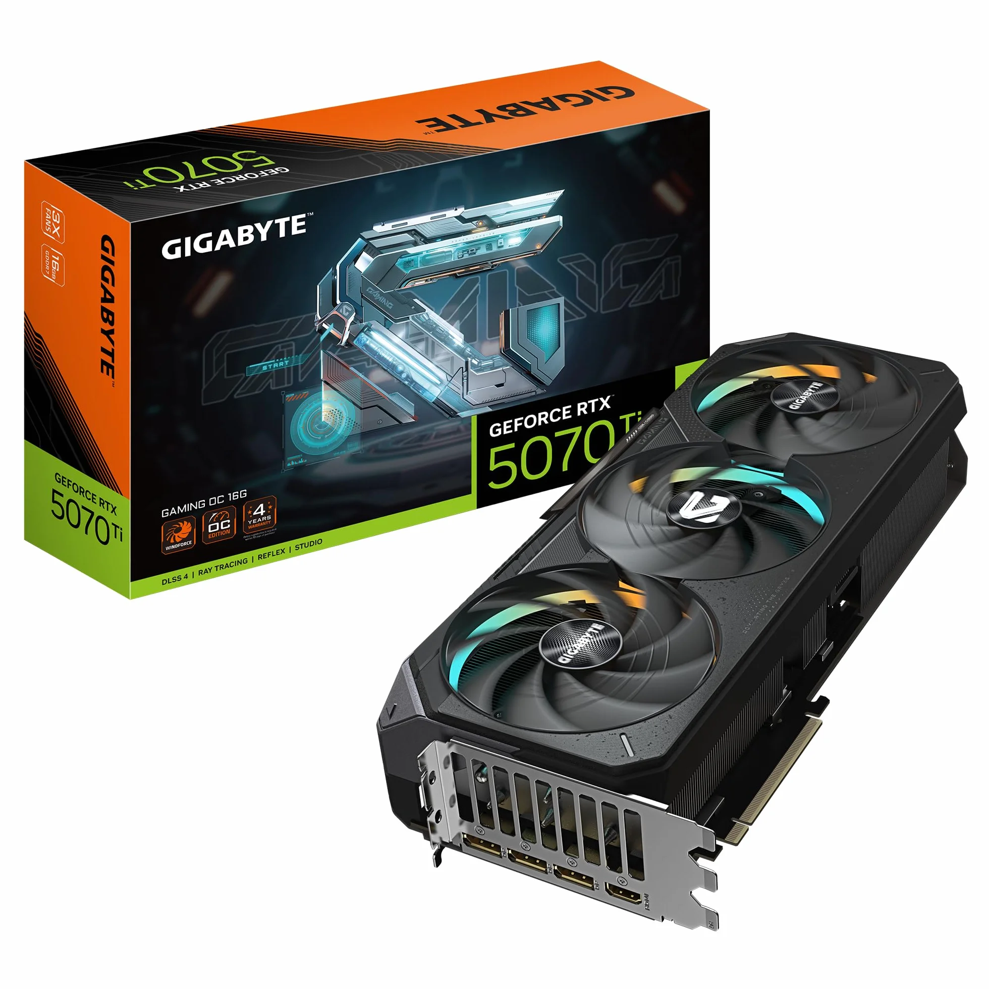 GIGABYTE Karta graficzna GeForce RTX 5070 Ti Gaming OC 16G, 16 GB 256-bitowy GDDR7, PCIe 5.0, system chłodzenia WINDFORCE, karta graficzna GV-N507TGAMING OC-16GD