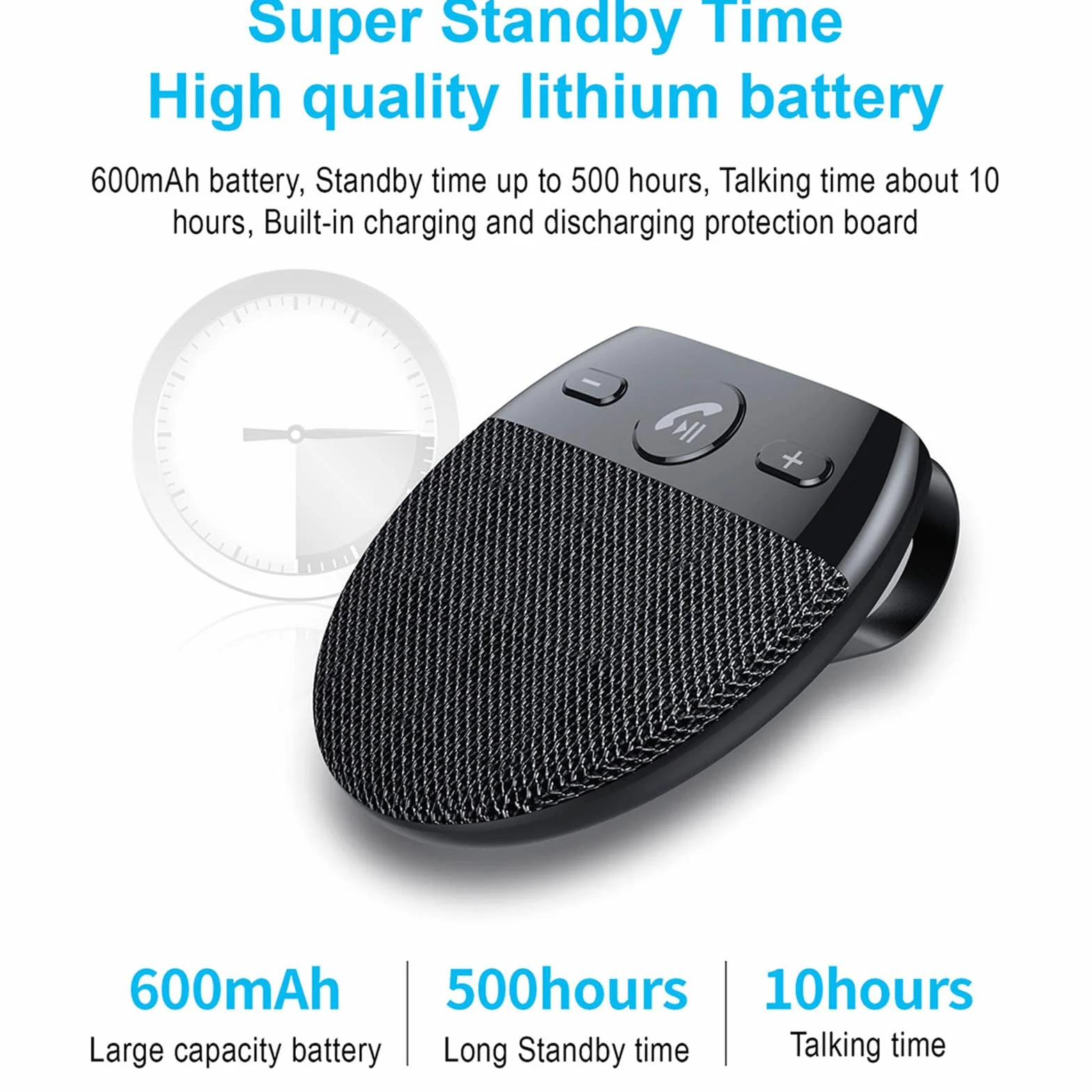 Samochodowy Zestaw Głośnomówiący Bluetooth, Osłona Przeciwsłoneczna Samochodu Bluetooth 5.0, Dźwięk Zwiastowania, Mikrofon Dookólny Mini Głośnik.
